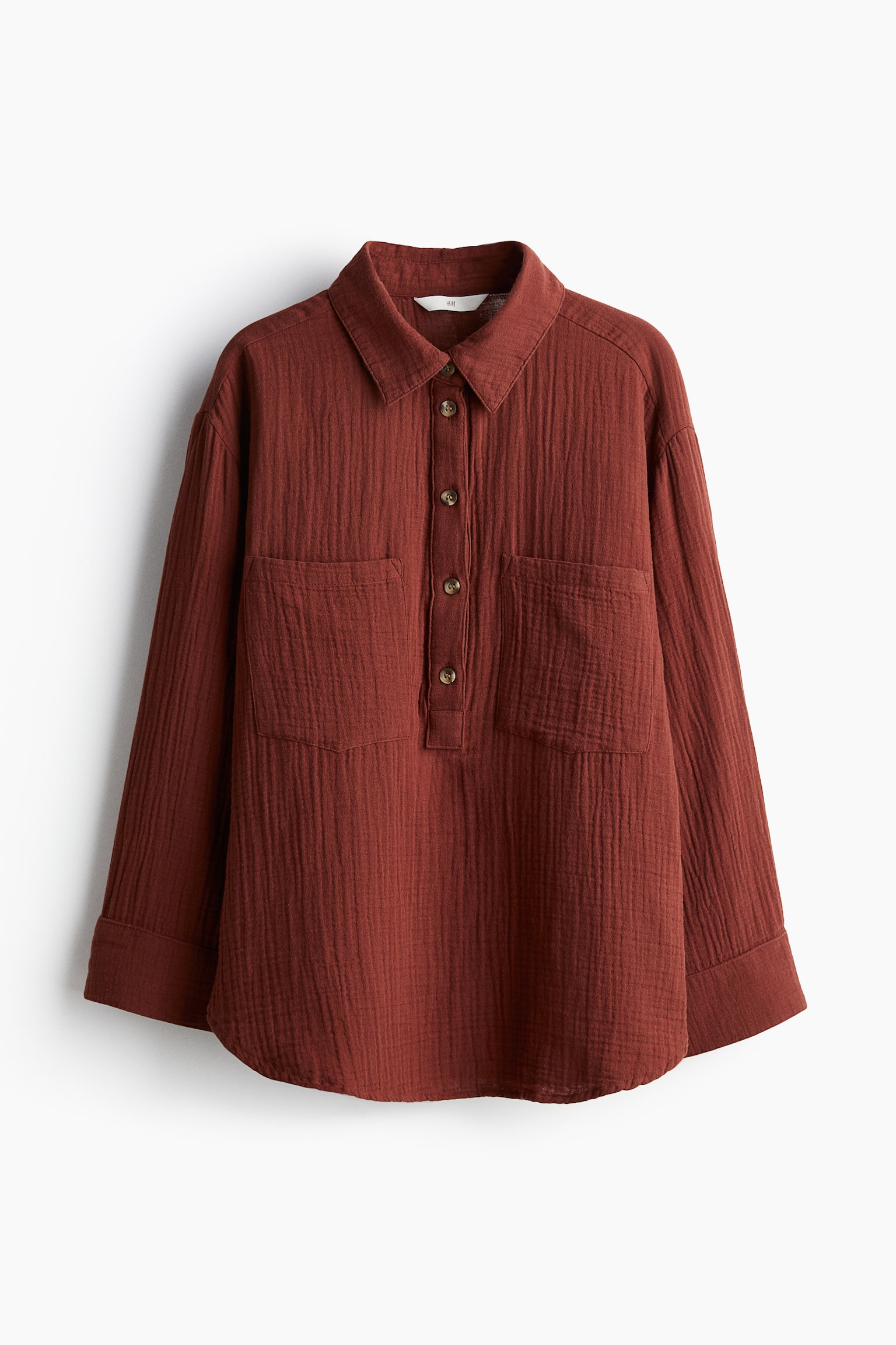 Popover Muslin Shirt - Rust red/Blue/Stripe/White - 2