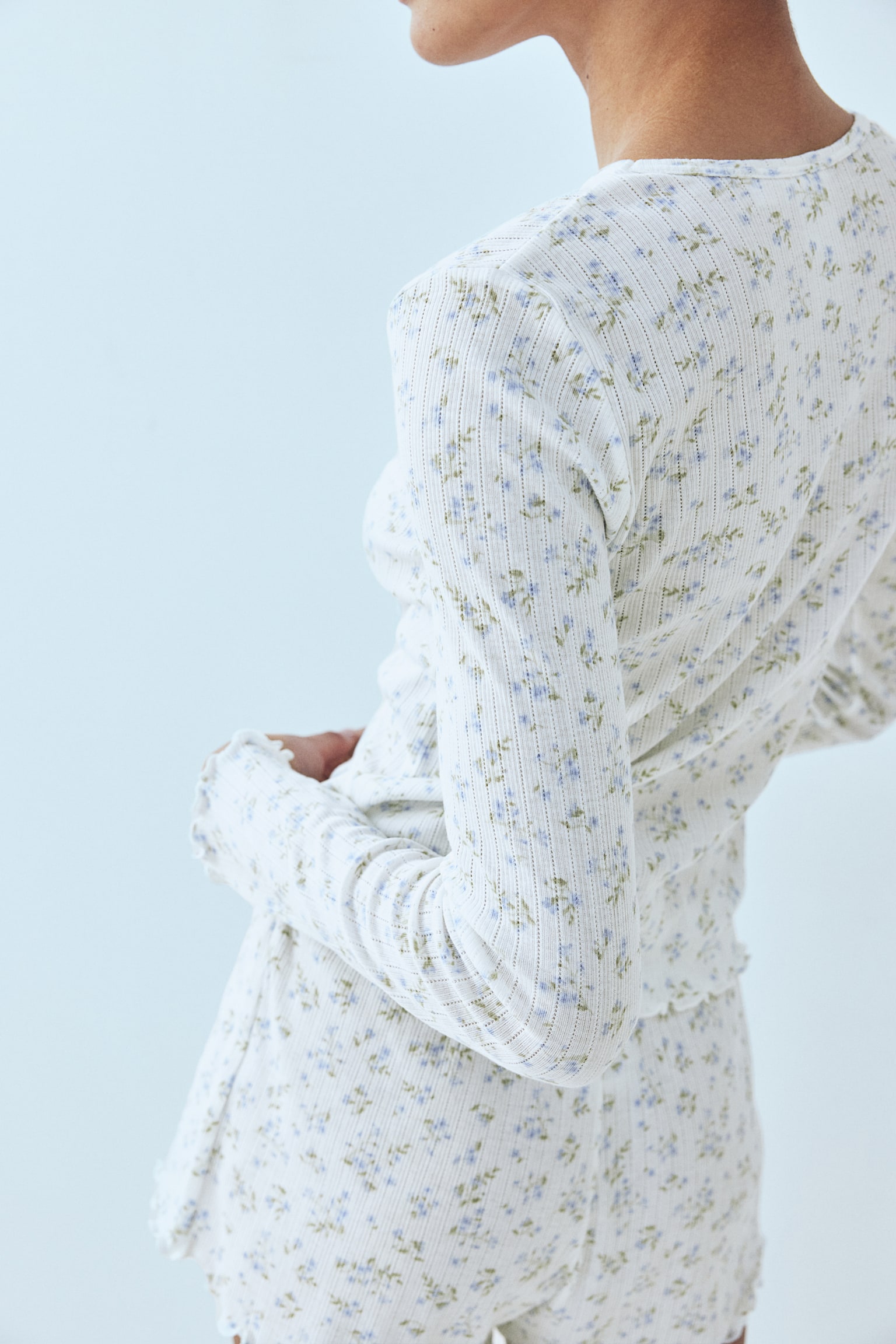 Ribbed pyjamas - White/Floral - 6