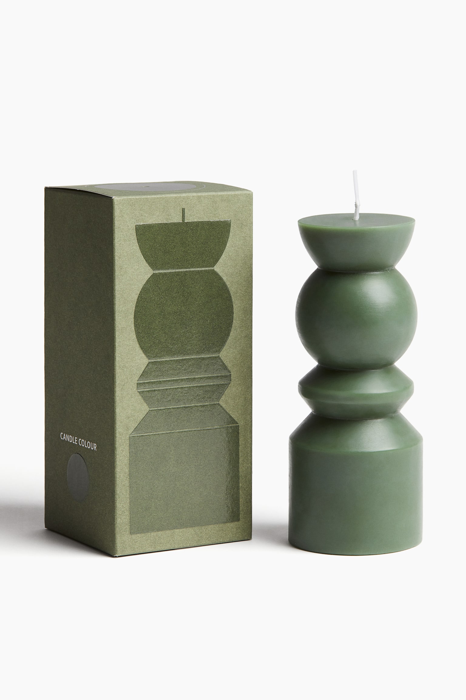 Pillar candle - Dark green/Light beige - 1