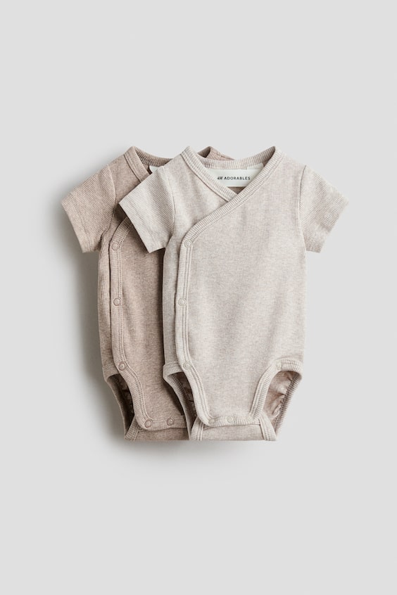 Боди Wrapover для детей, в рубчик, 2 шт. — H&M