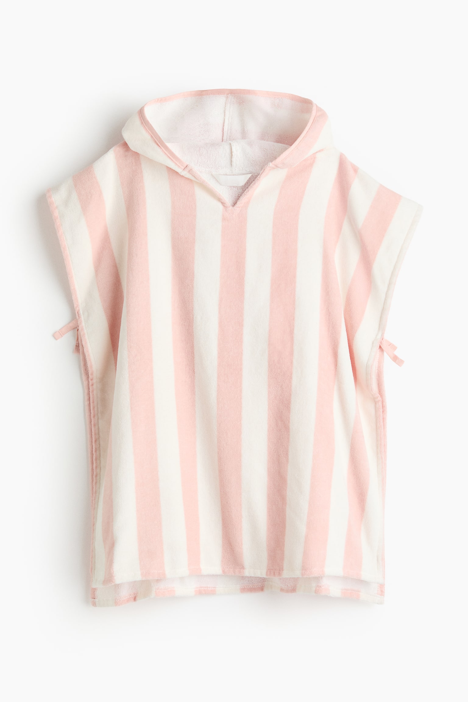 Striped Cotton Hooded Towel Wrap - Light pink/white striped/Light brown/white striped/Green/white striped - 1