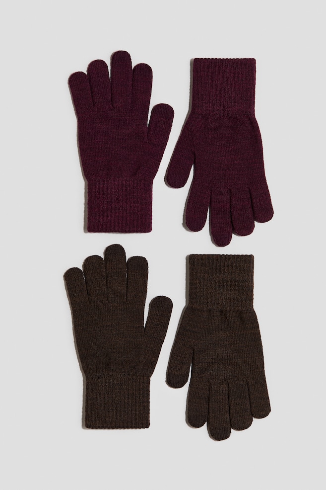Guanti per touchscreen 2 paia - Marrone scuro/rosso scuro/Black/Light grey/Black - 1
