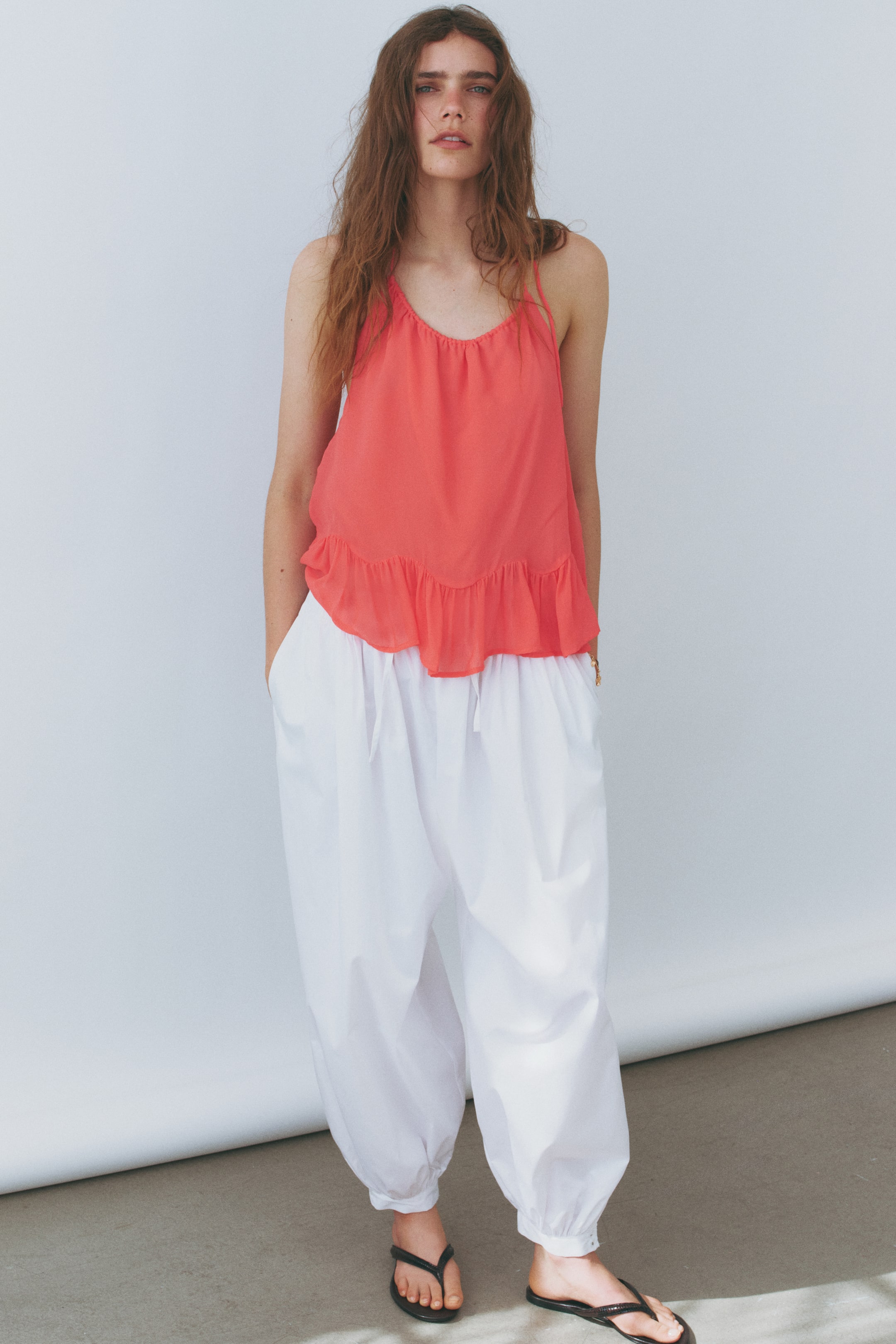 Ruffle-Trimmed Halterneck Top
