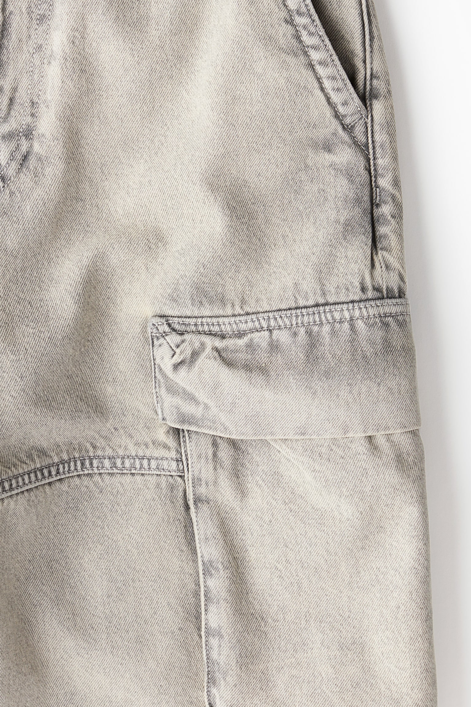 Loose Denim cargo shorts - Denim beige/Denim black - 3