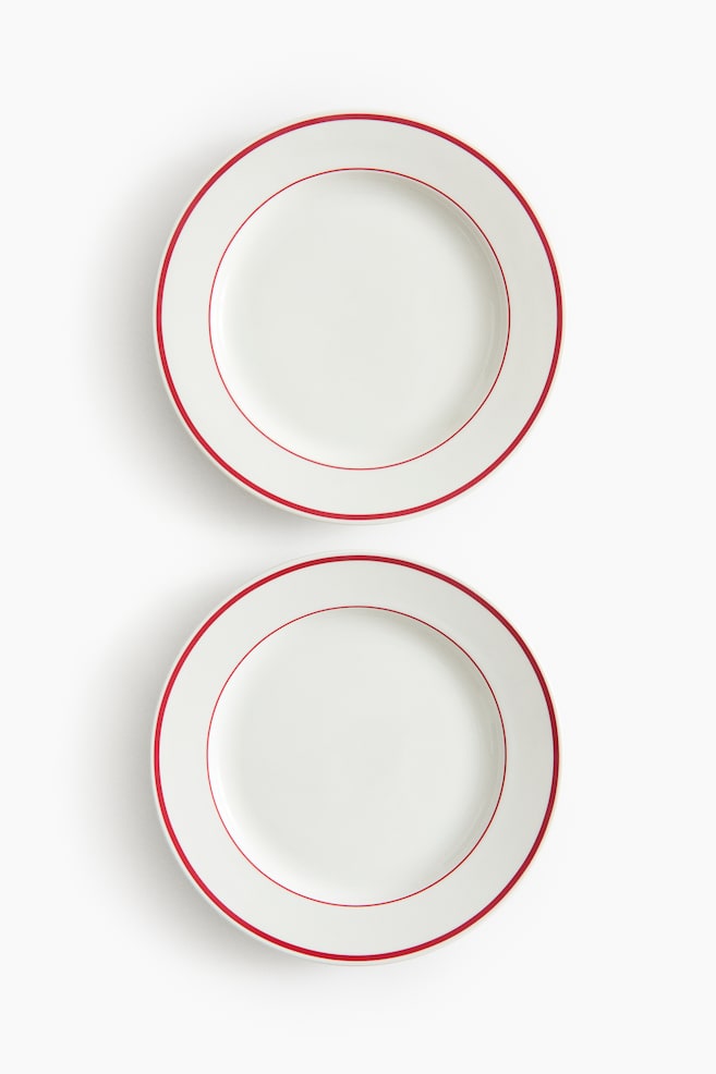 2-Pack Porcelain Dinner Plates - White/red/White/black - 1