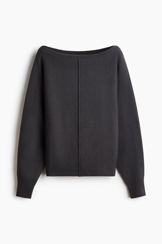 Chandail à encolure bateau en viscose mélangée - Gris foncé/Jaune clair/Crème - 1