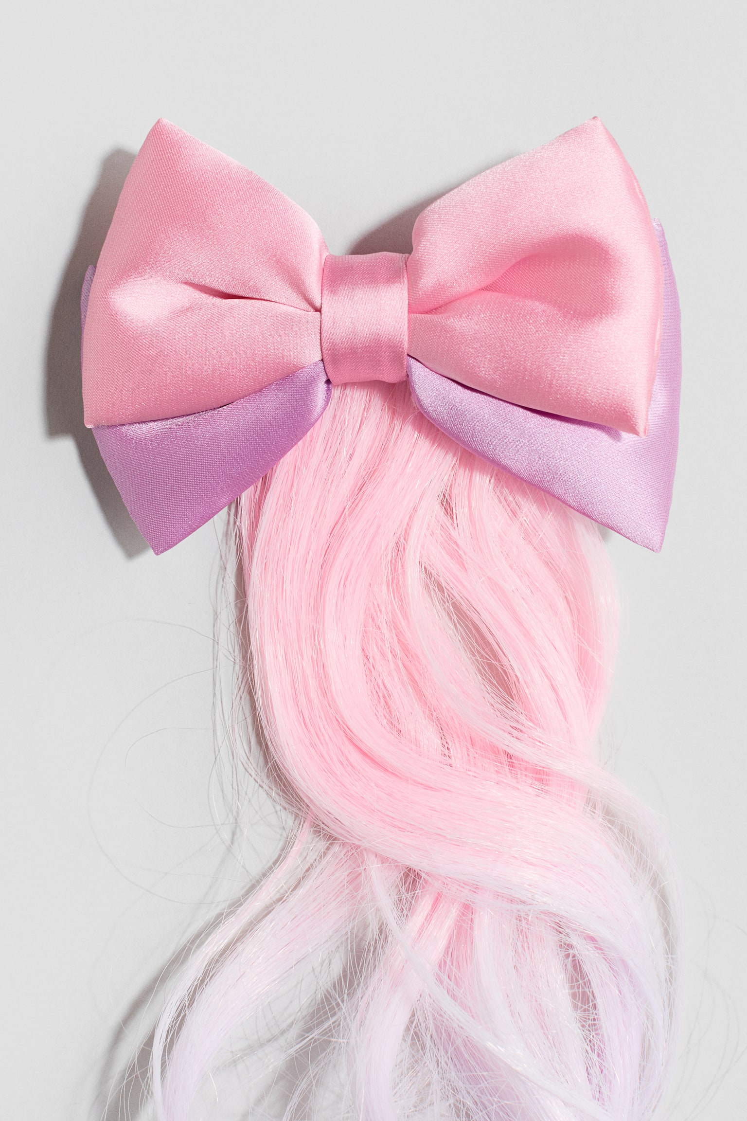 Hair clip with hair extensions - Pink/Rainbow-coloured - 2