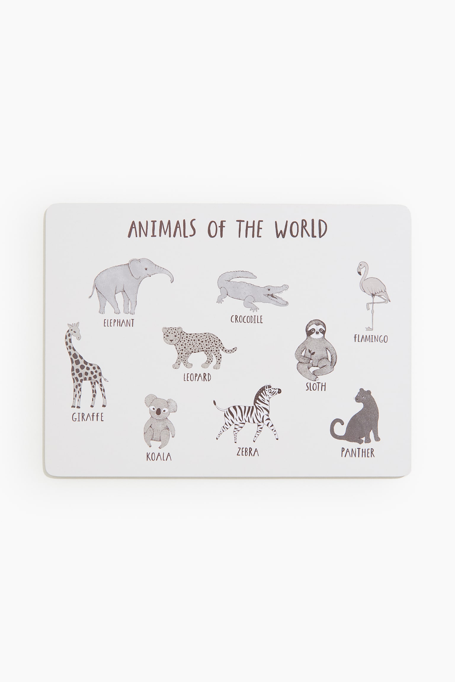 Children's printed place mat - White/Animals/Dark grey/Alphabet - 1