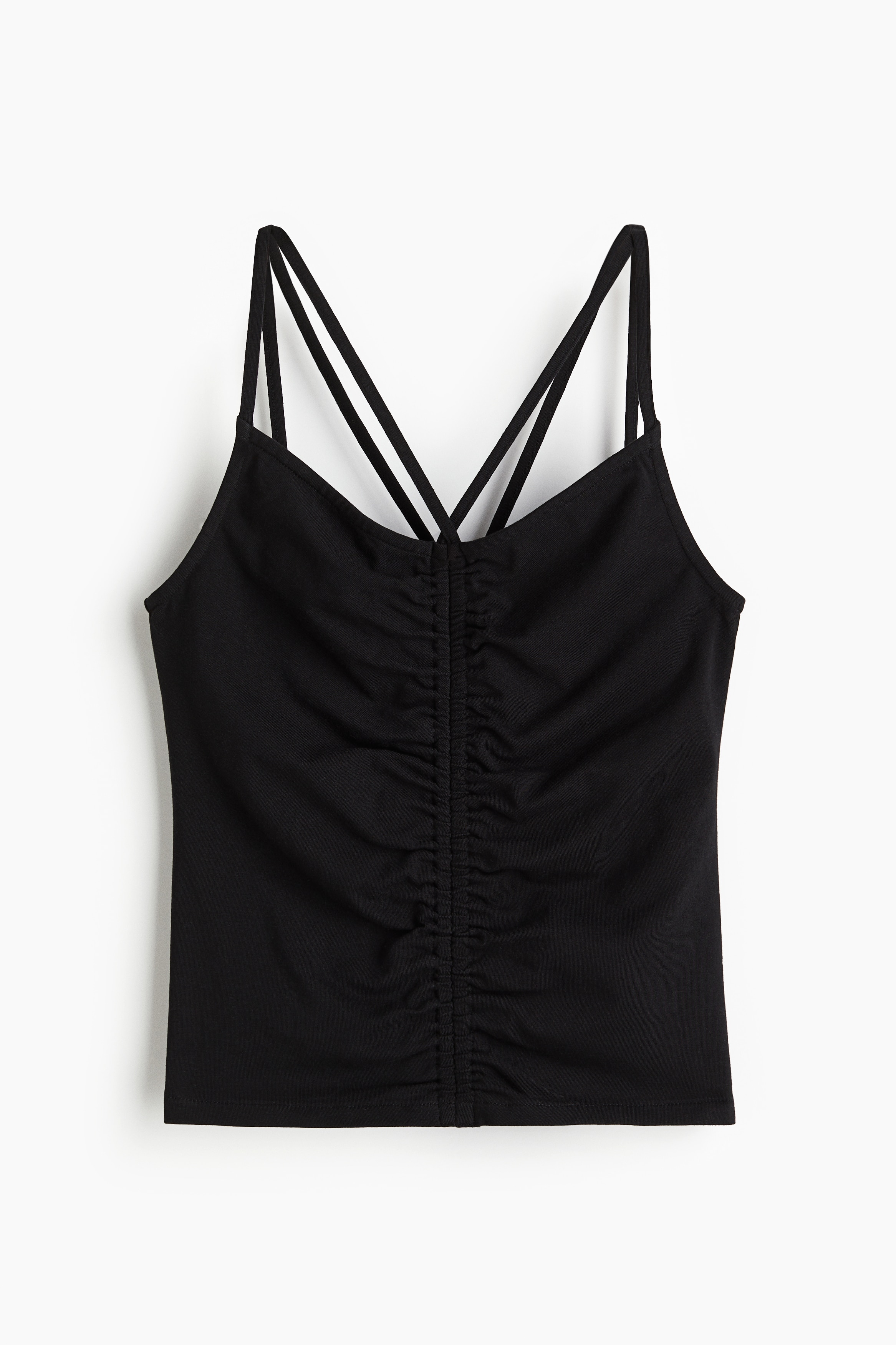 드레이프 스트랩 탑 - 블랙/크림