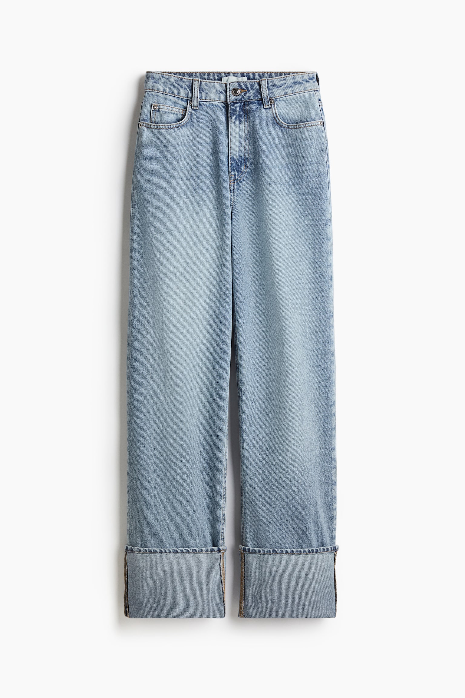 Straight turn-up jeans - Light denim blue/Dark denim blue - 2