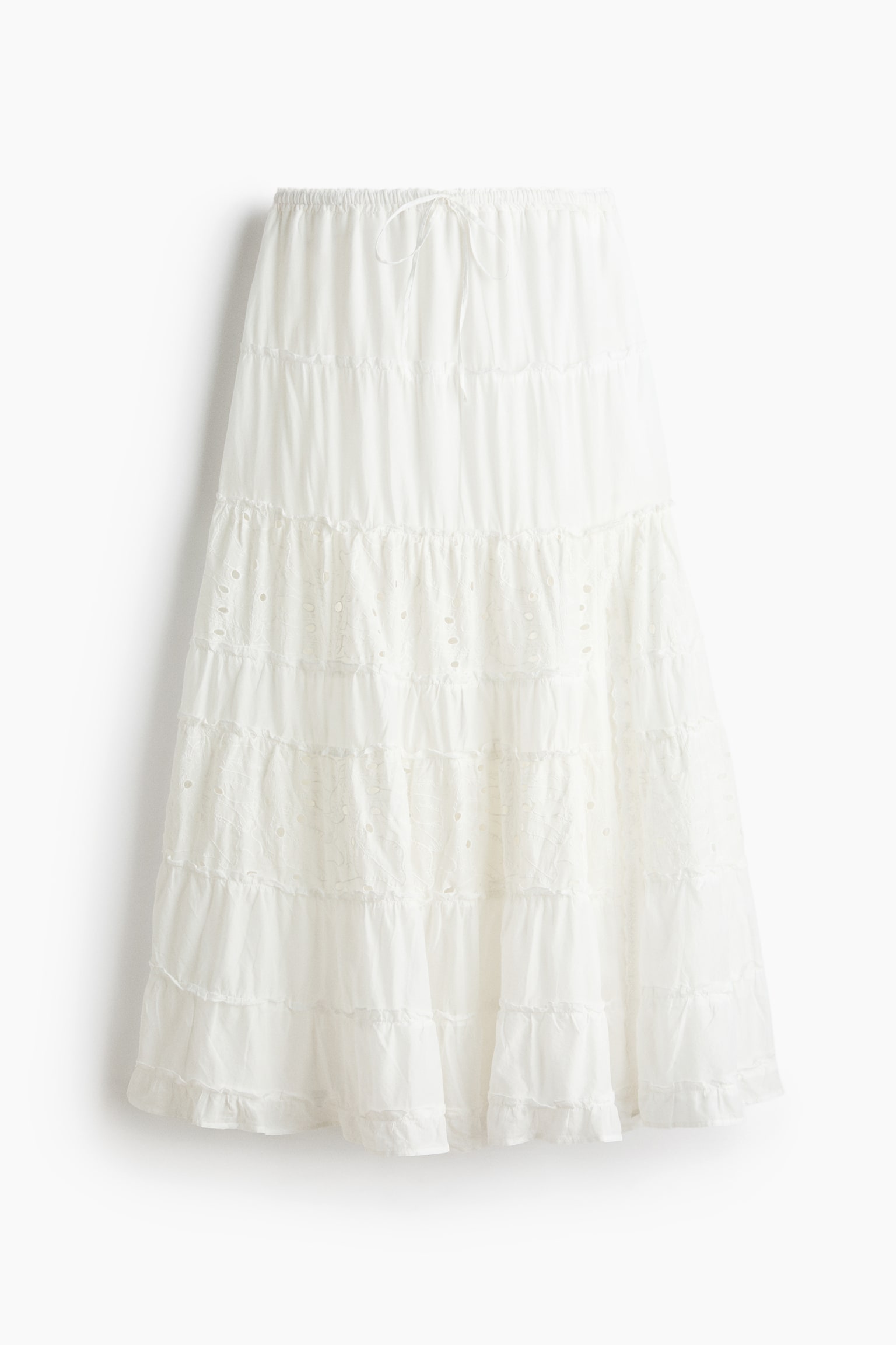 Broderie anglaise maxi skirt - Cream - 2