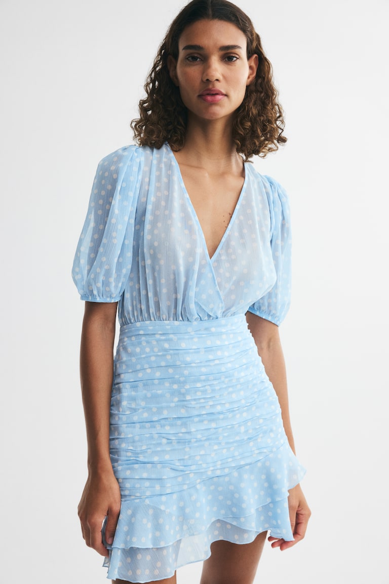navy blue polka dot dress h&m H&M Divided Navy White Polka Dot Retro Fit &