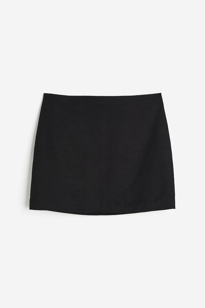 Linen-blend mini skirt - Black/Cerise/Light beige/Black/Zebra print - 2