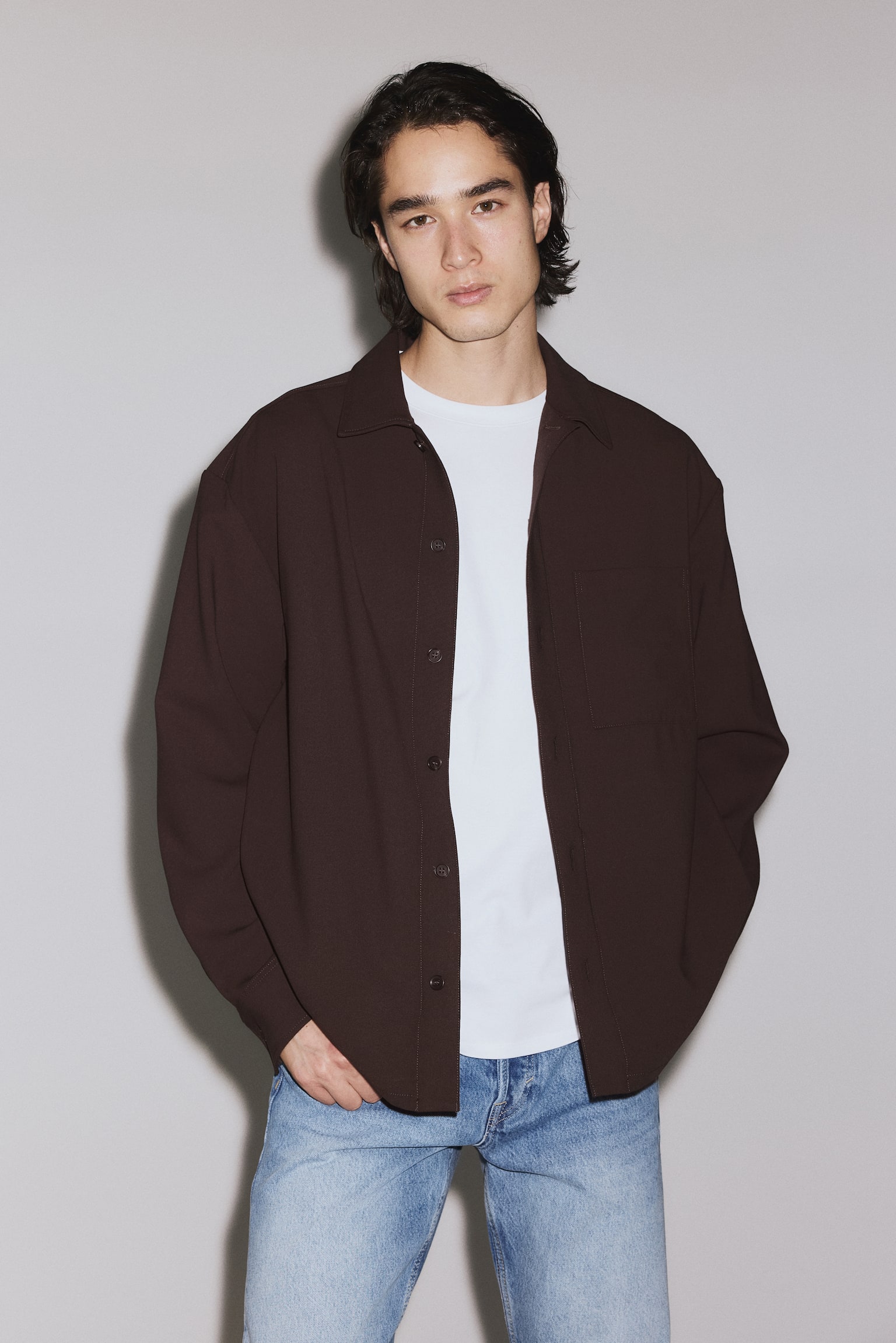 Four-way Stretch Overshirt - Dark brown/Black/Navy blue/Dark brown - 4