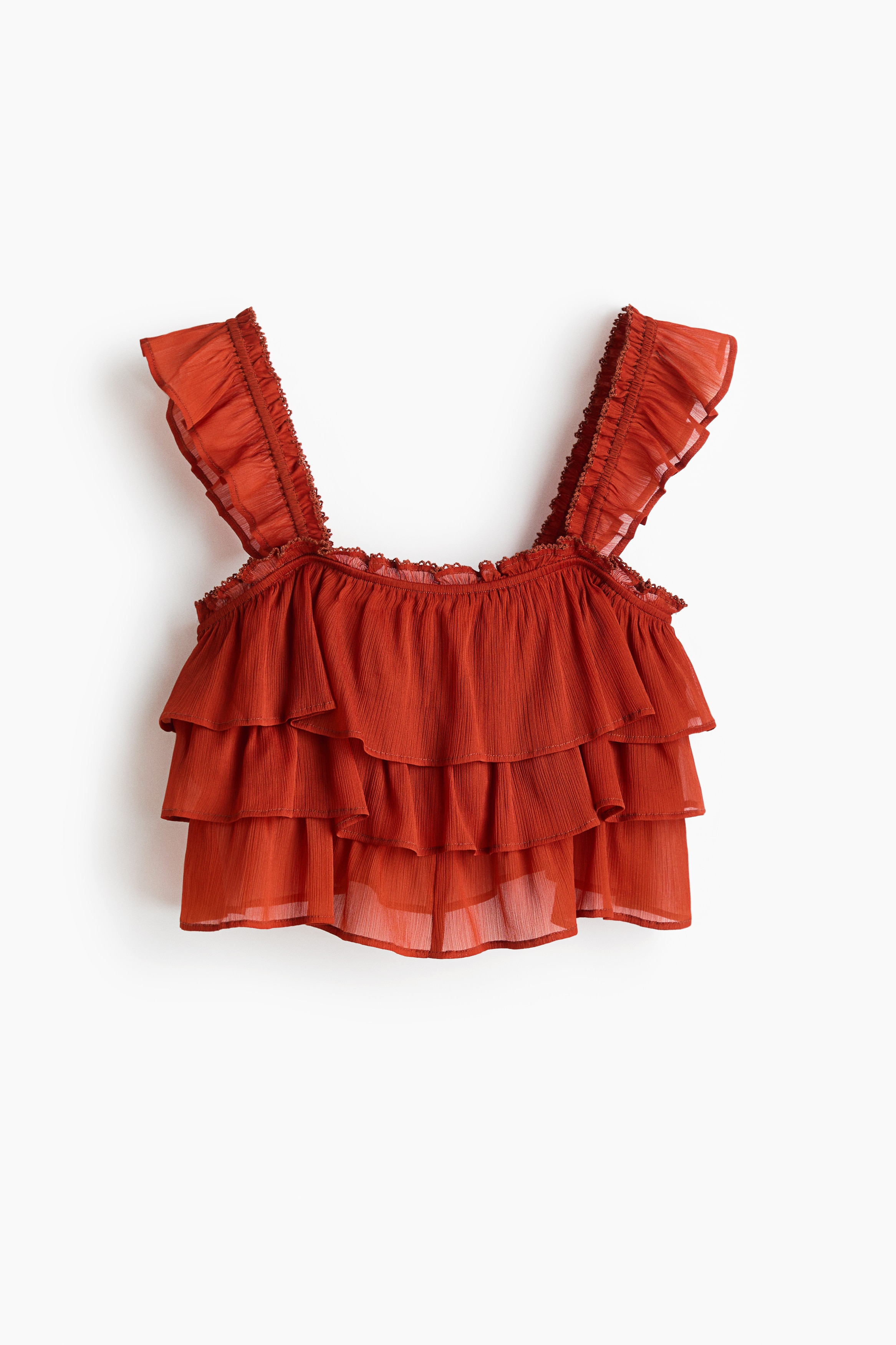 Top corrugado con diseño de capas - Rojo/Borgoña/Diseño