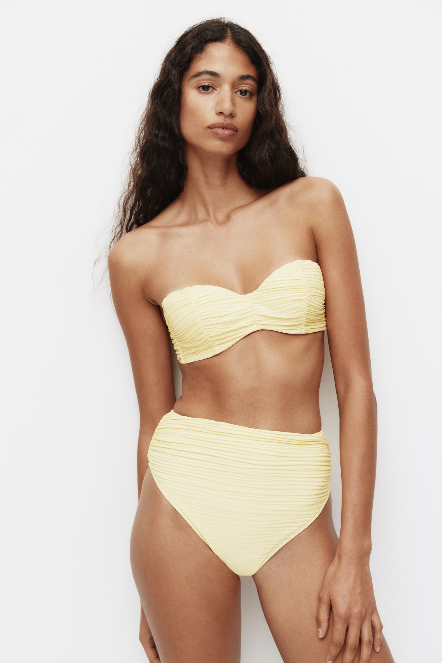 High Waist Cheeky Bikini bottoms - Light yellow/White/Blue/White/Blue patterned/Navy blue - 5