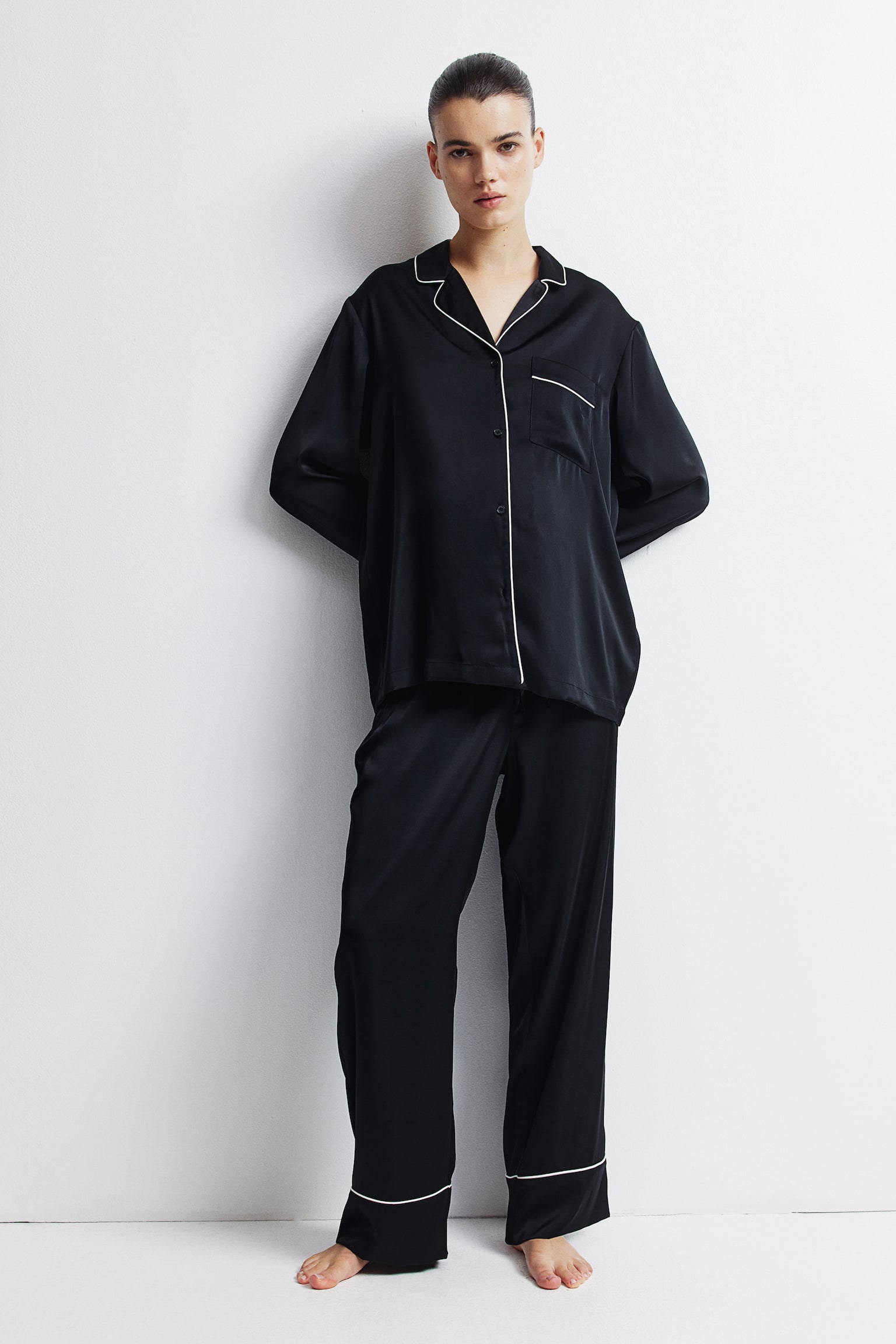 MAMA Before & After Satin pyjamas - Black - 1