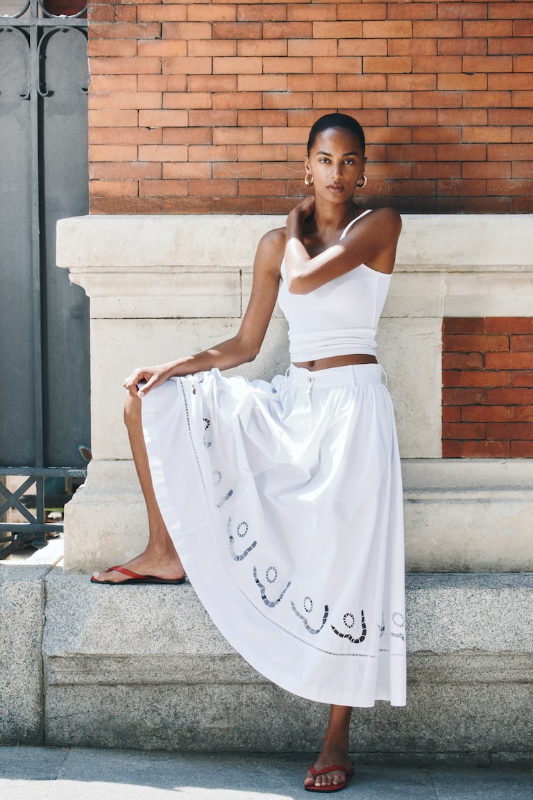 Broderie anglaise skirt White Ladies H&M IE