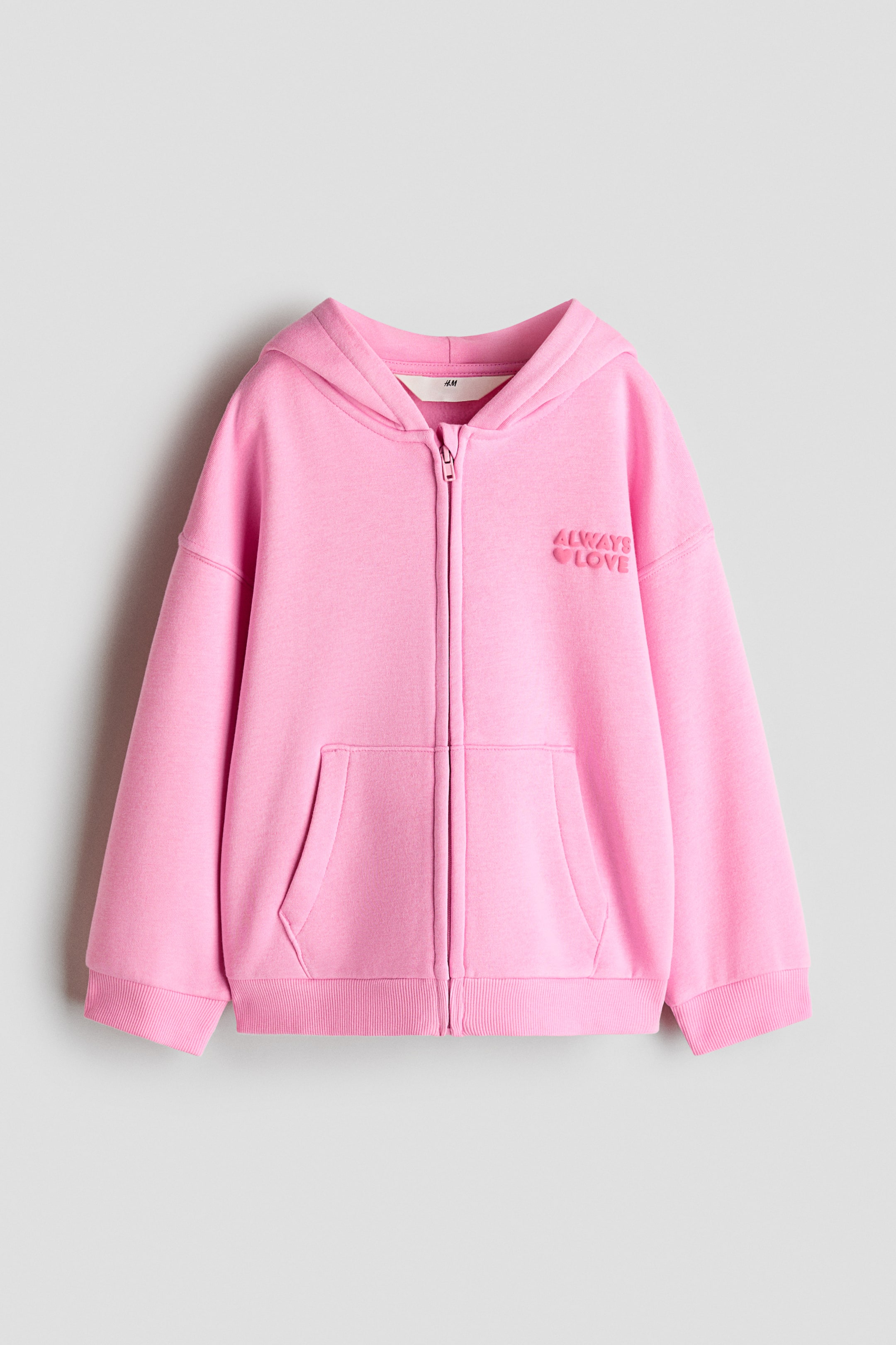 View larger image: Oversized brushed-inside zip-through hoodie - Pink/Always Love - Kids | H&M 1