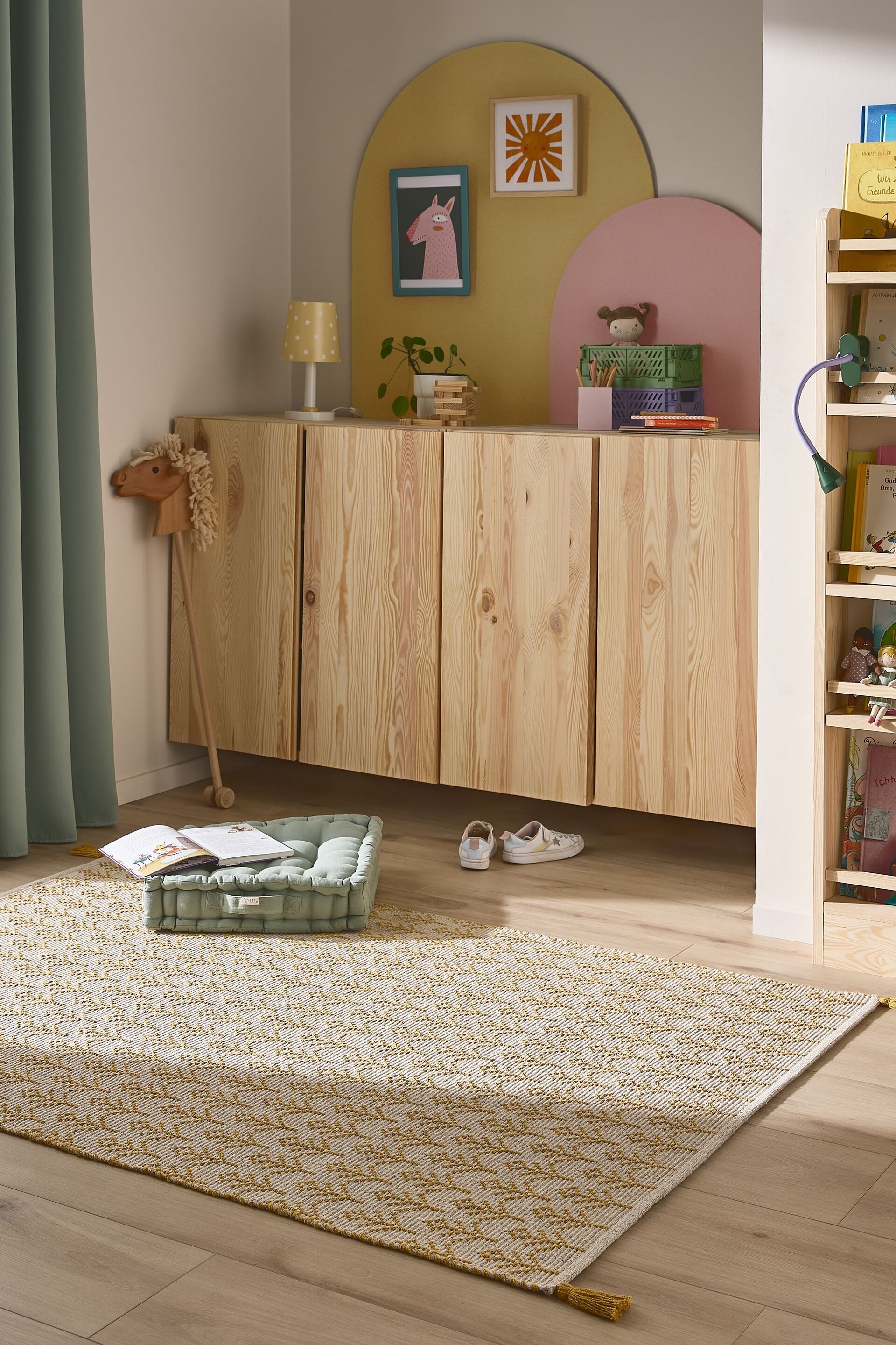 Tapis Pour Enfants Lavable Elli - Jaune/Rose