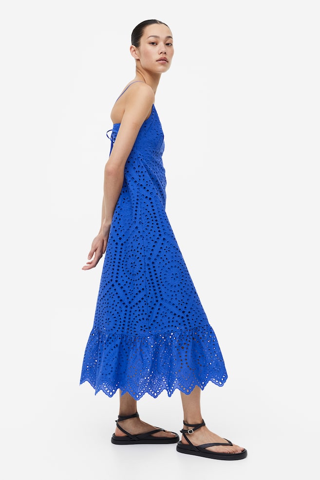 Broderie anglaise dress - Bright blue/White - 3