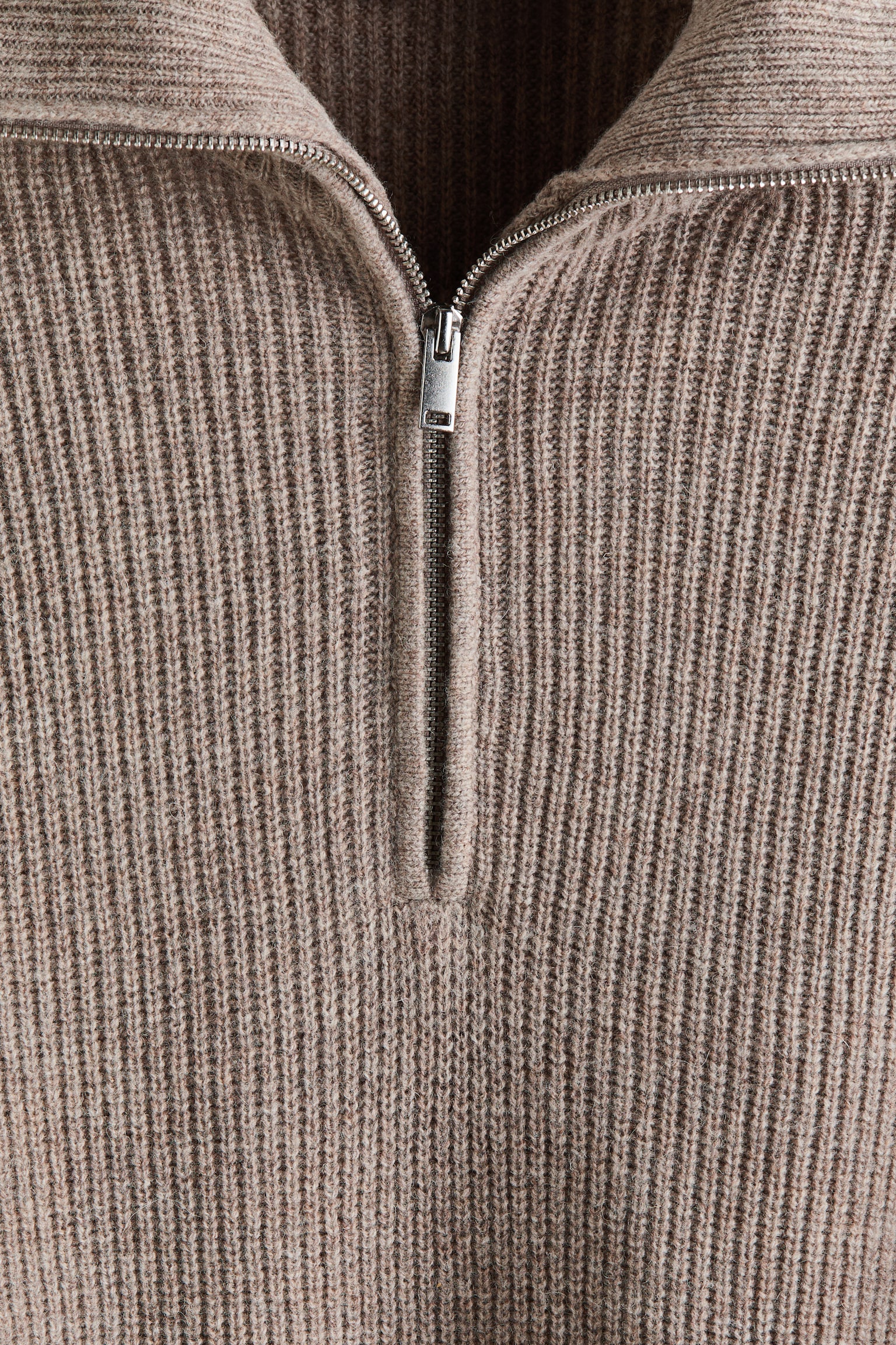 Мужской свитер H&M Regular-Fit Half-Zip Wool, цвет: Бежевый — фото 7
