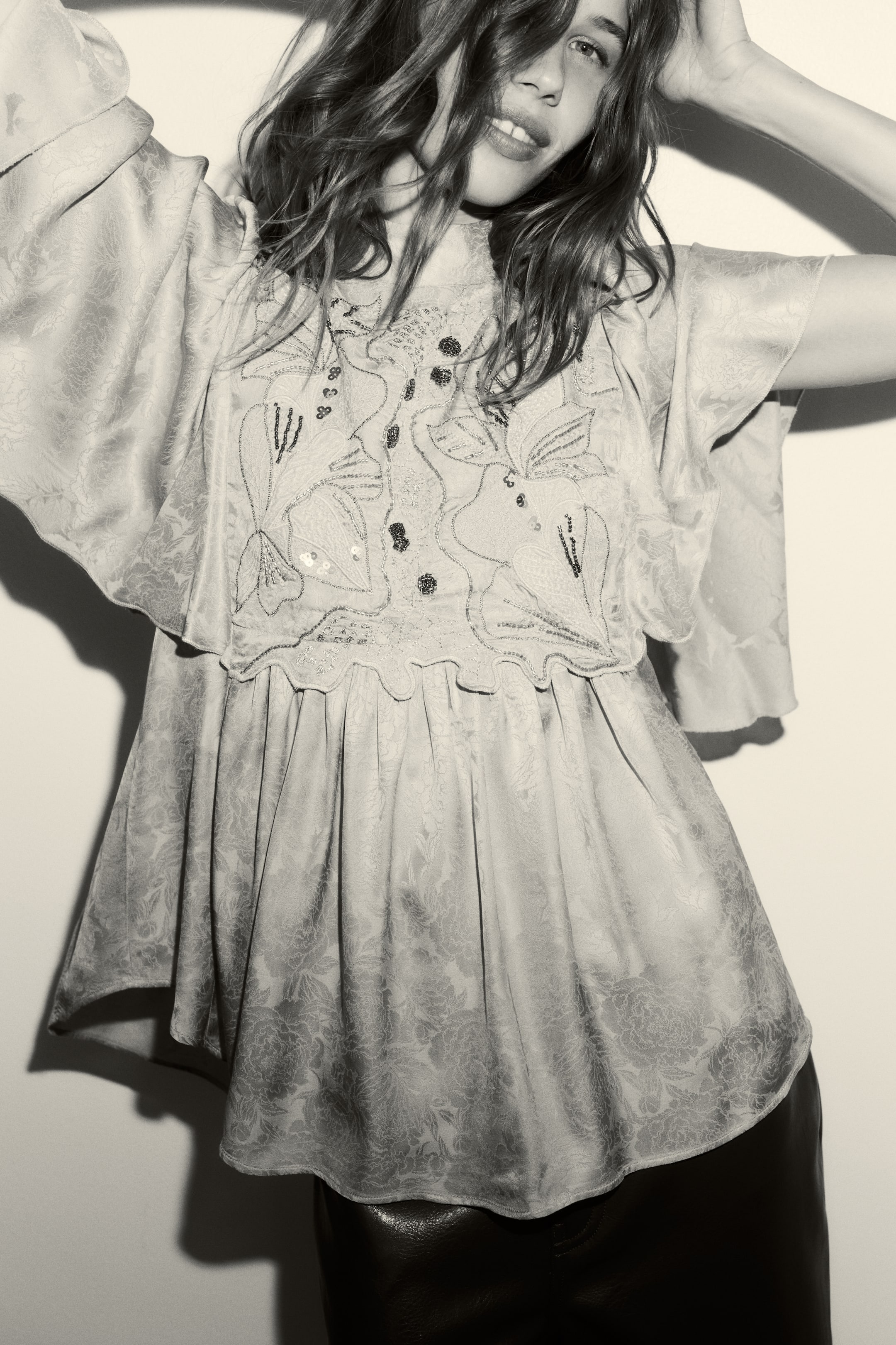 View larger image: Embroidered jacquard blouse - Yellow - Ladies | H&M 2