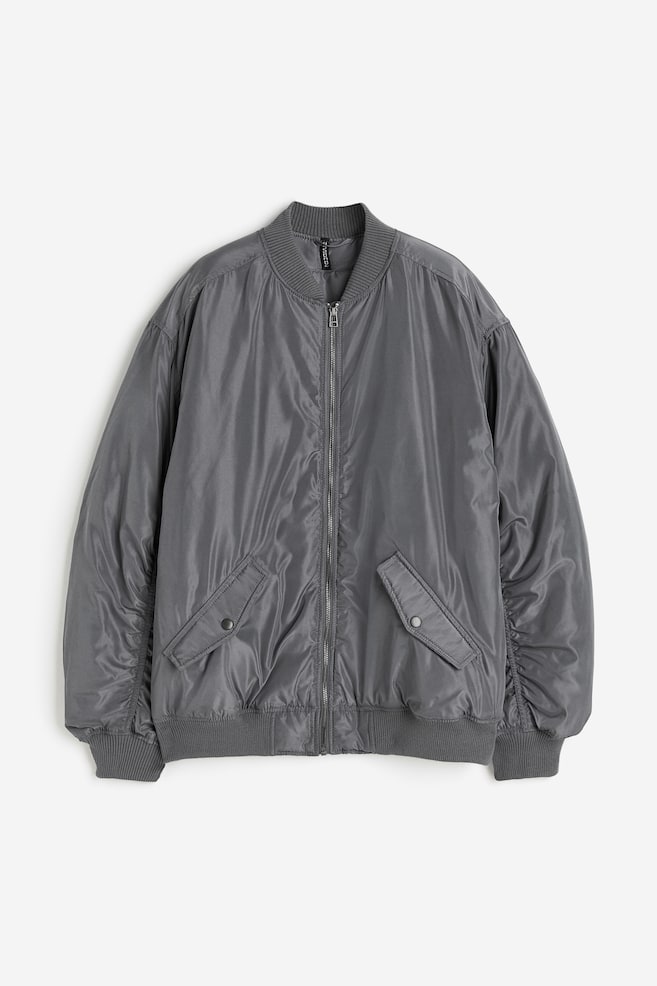 Oversized bomber jacket - Dark grey/Black/Dark beige/Dark khaki green - 2