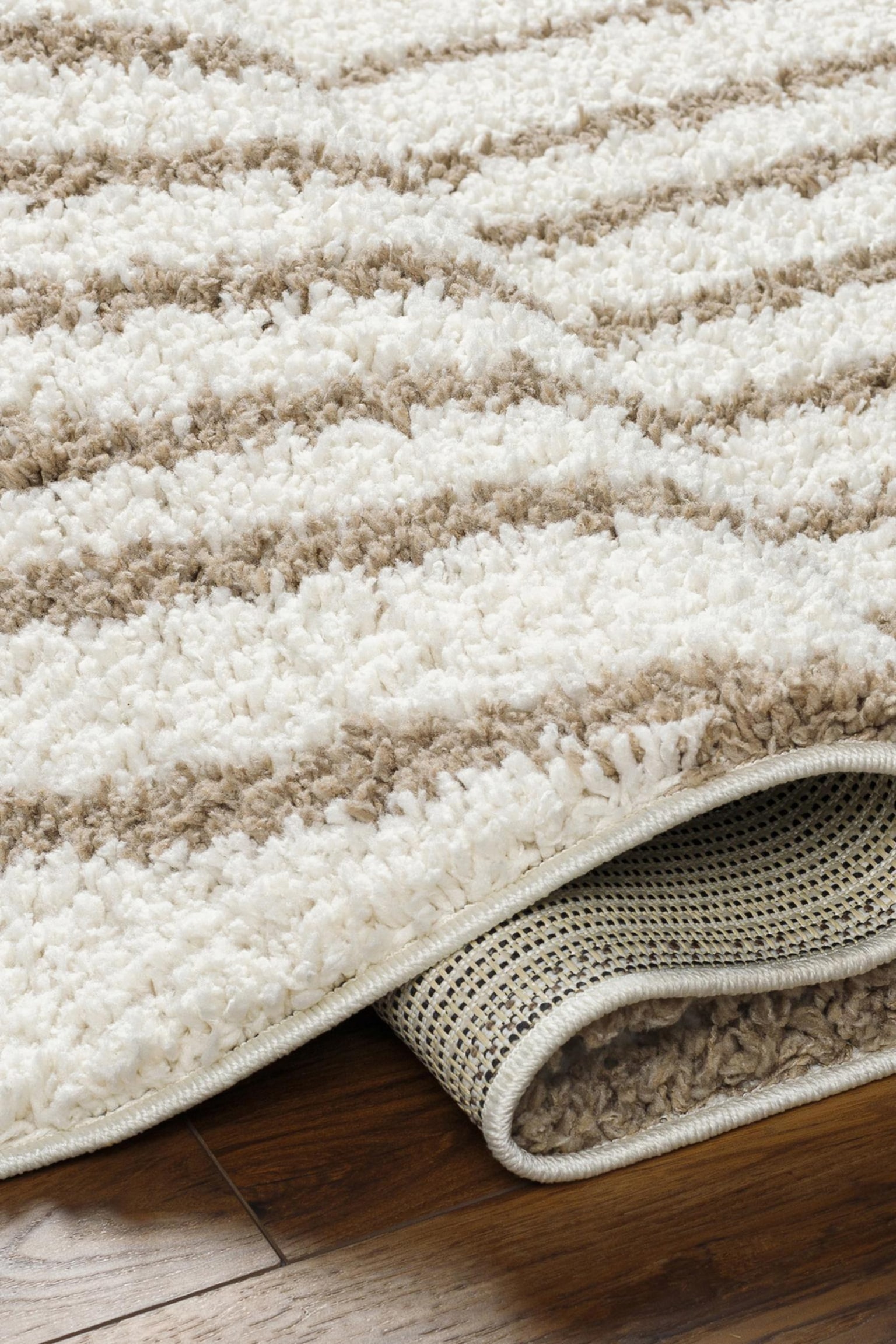 Pihu Modern Shaggy Area Rug - Ivory, Tan - 6