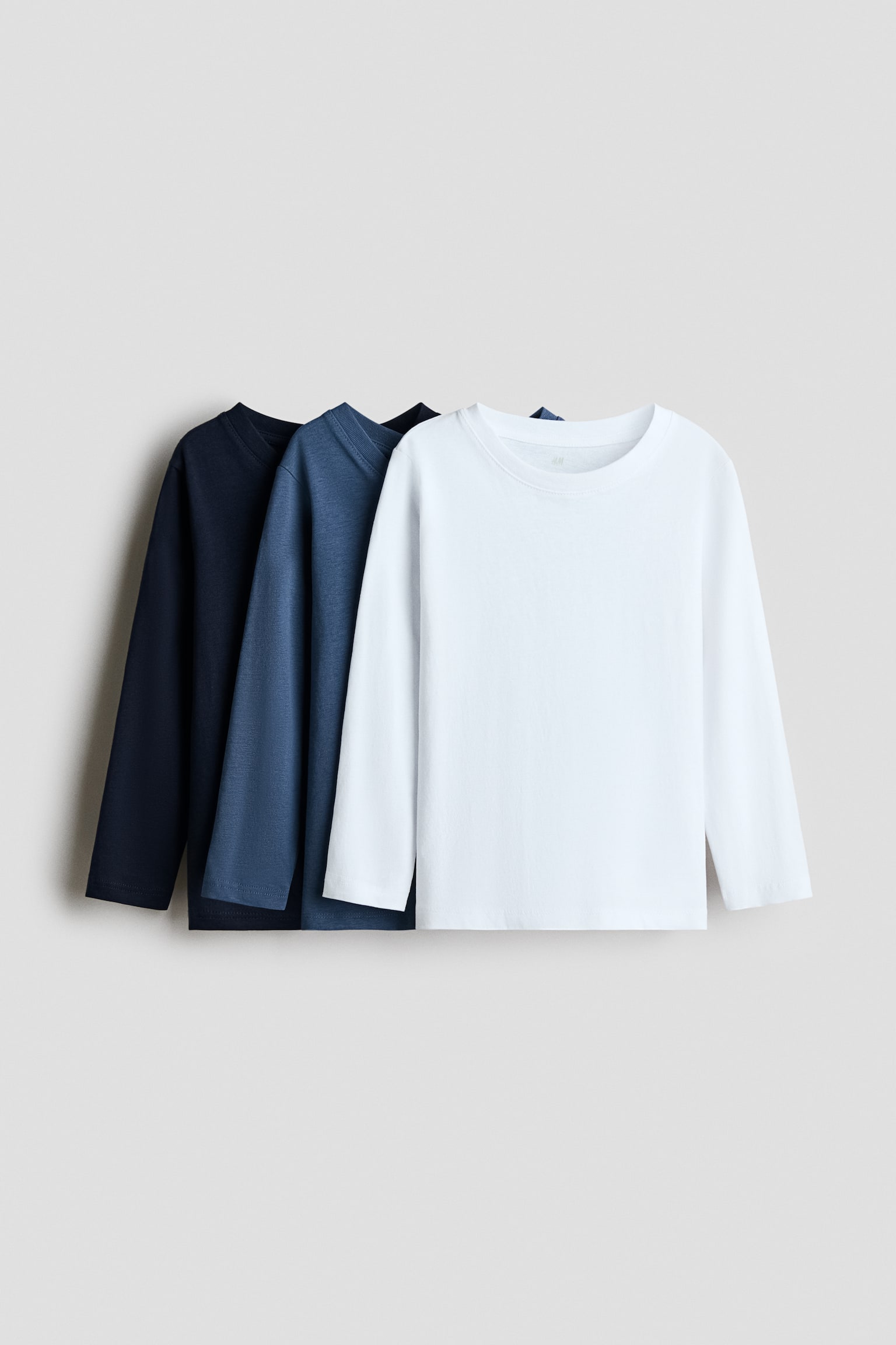 3-pack cotton tops - Navy blue/Blue/White
