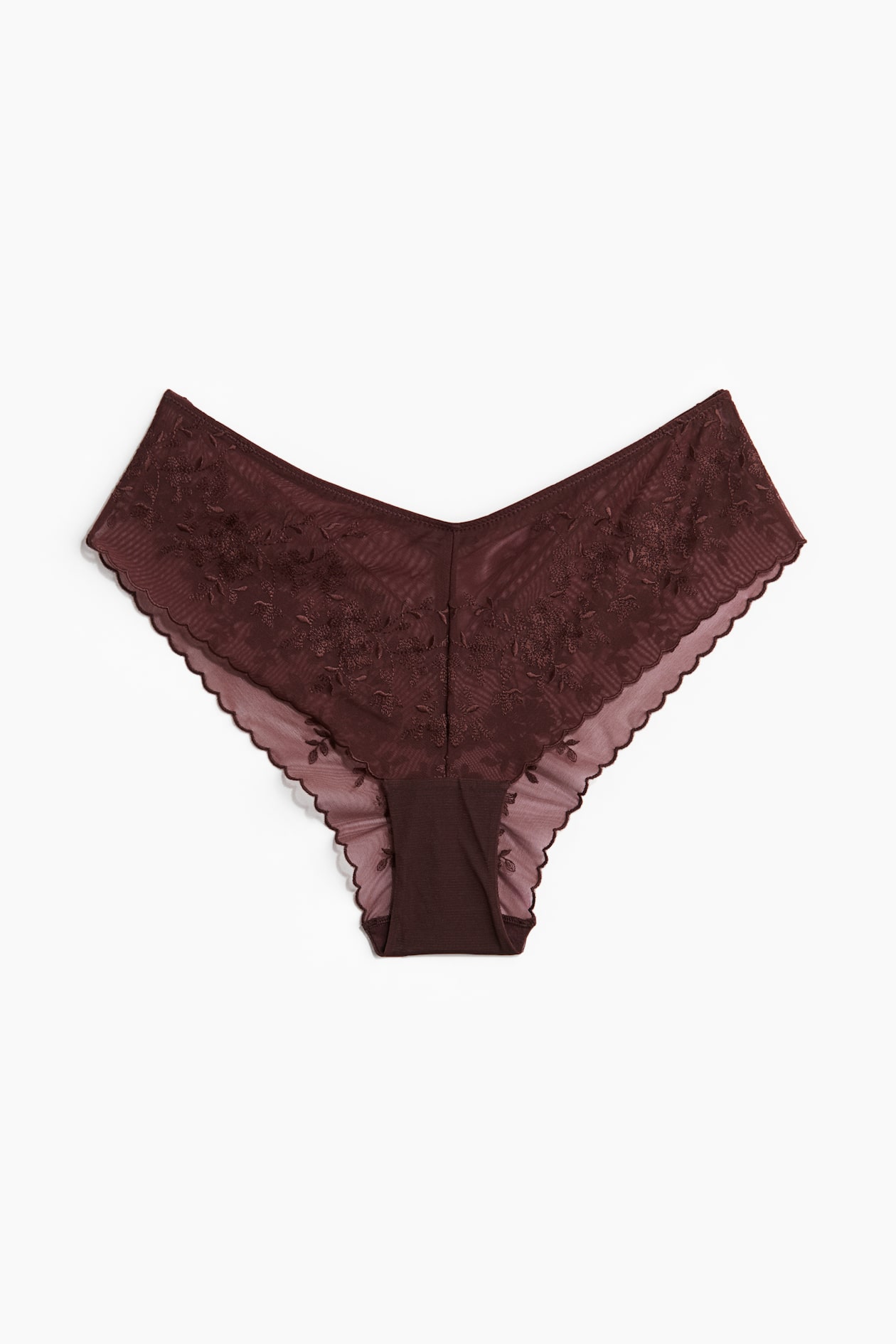 Women's Dark brown Embroidered mesh hipster briefs | H&M GB