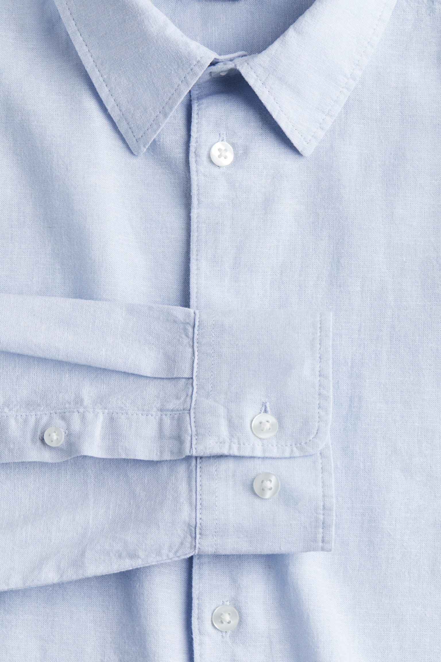 Regular Fit Linen-blend shirt - Light blue/White/Striped/White - 4