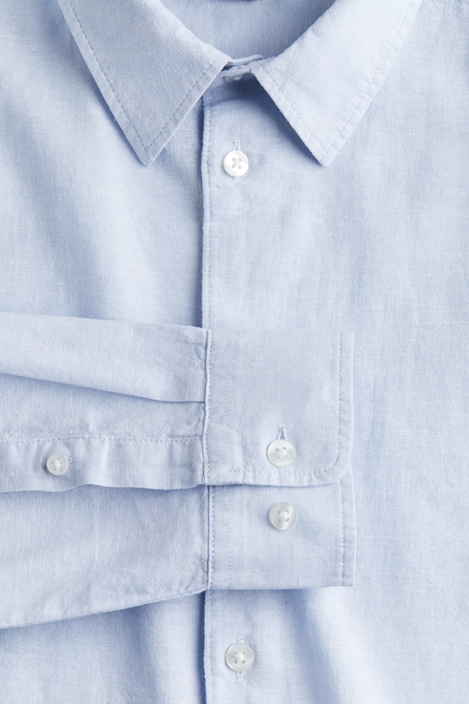 Skjorta i linmix Regular Fit - Ljusblå/Vit/Beige/Marinblå/dc/dc - 4