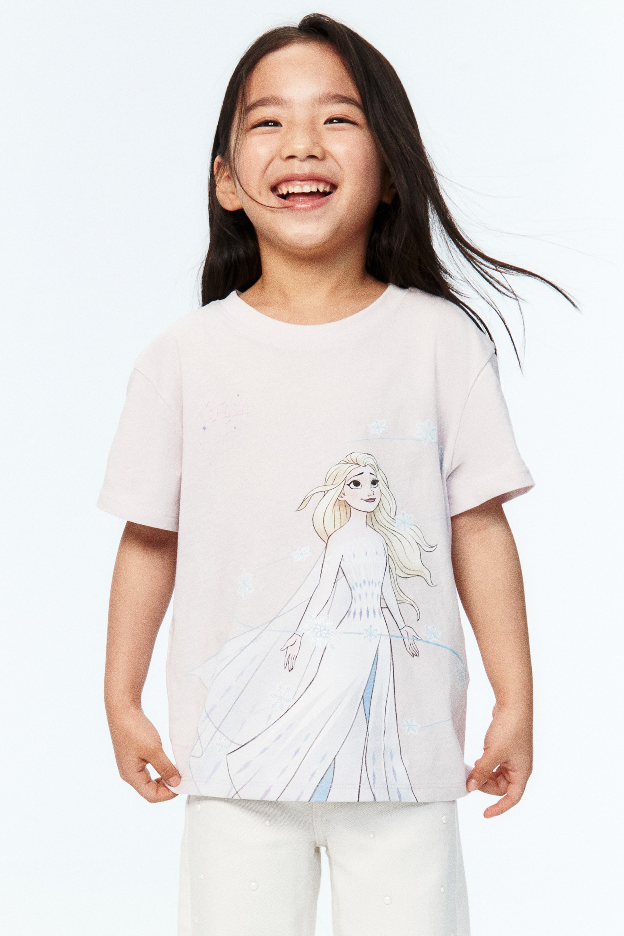 View larger image: Cotton T-Shirt with Printed Motif - Light pink/Frozen - Kids | H&M PH 1