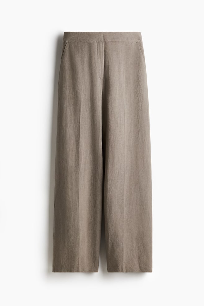 Weite Hose aus Leinenmix - Greige/Graumeliert - 1
