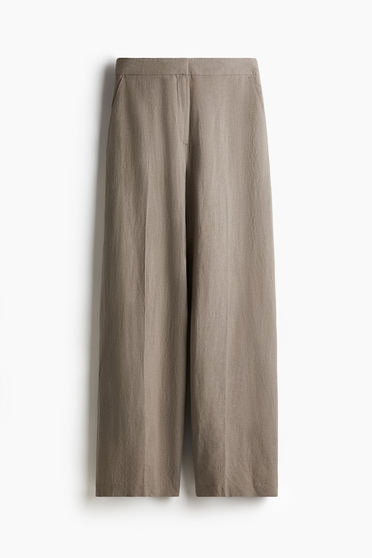 Široke pantalone od mešavine lana