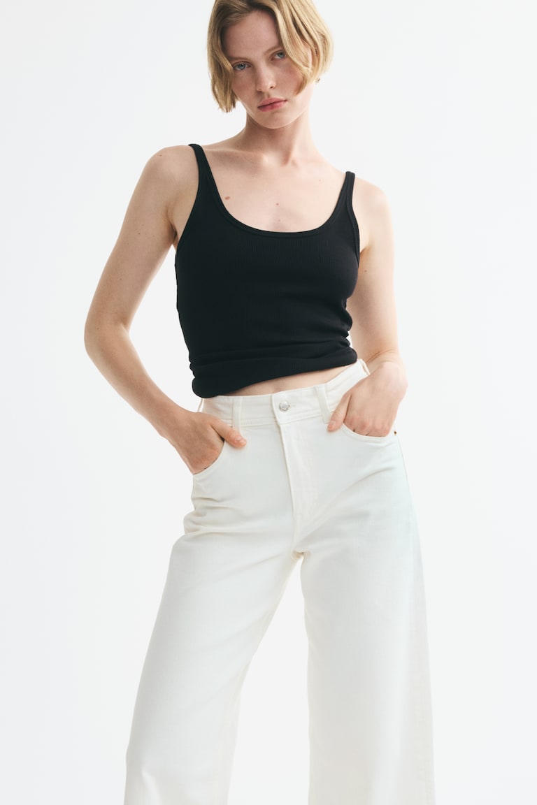 Wide High Waist Ankle Jeans