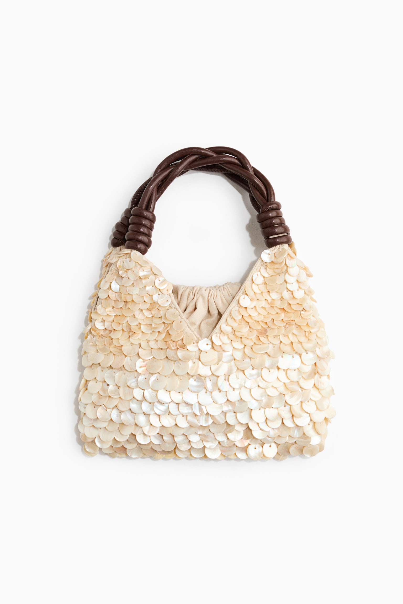 Sequined handbag - Cream - 2