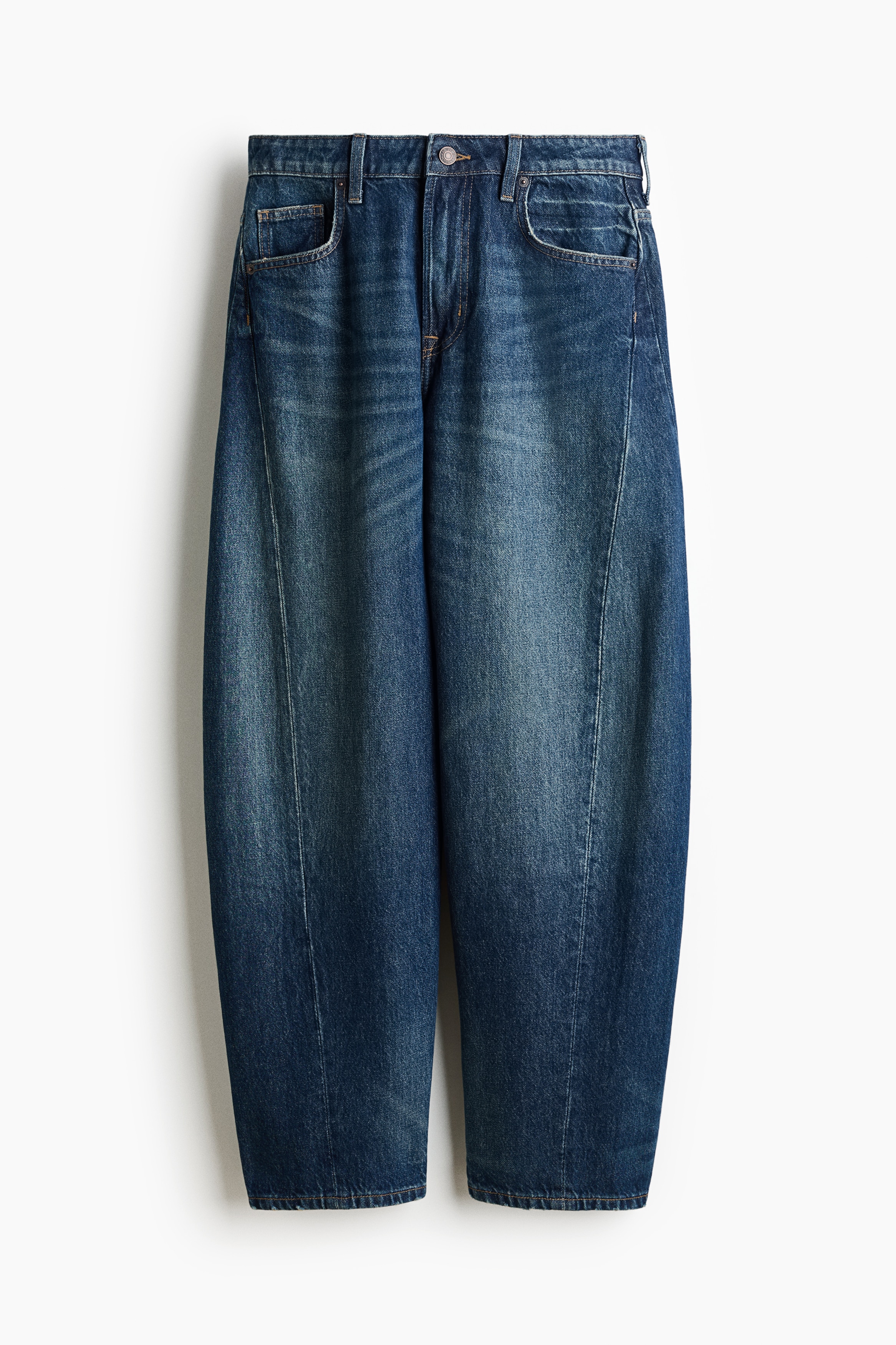 Barrel Regular Waist Jeans - Ciemnoniebieski denim/Ciemnoniebieski denim