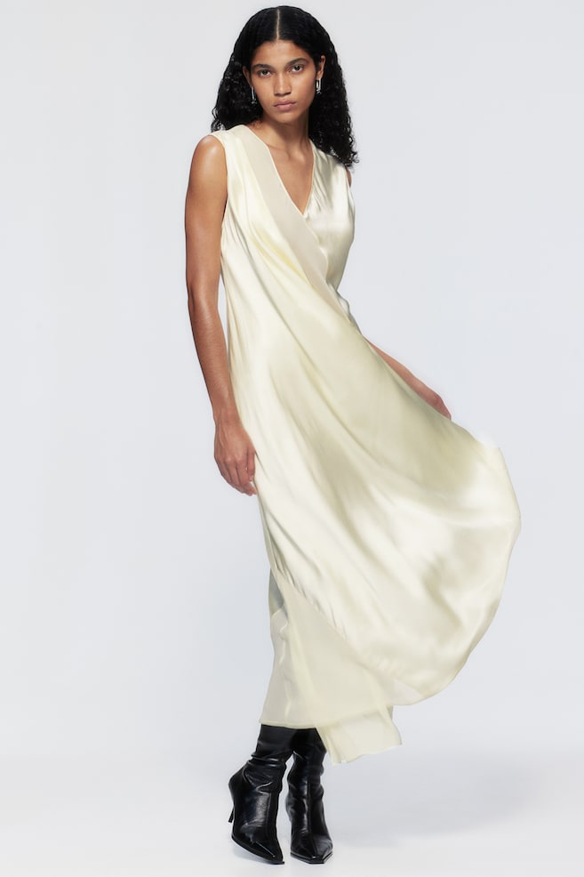 Silk wrap dress - Cream - 4