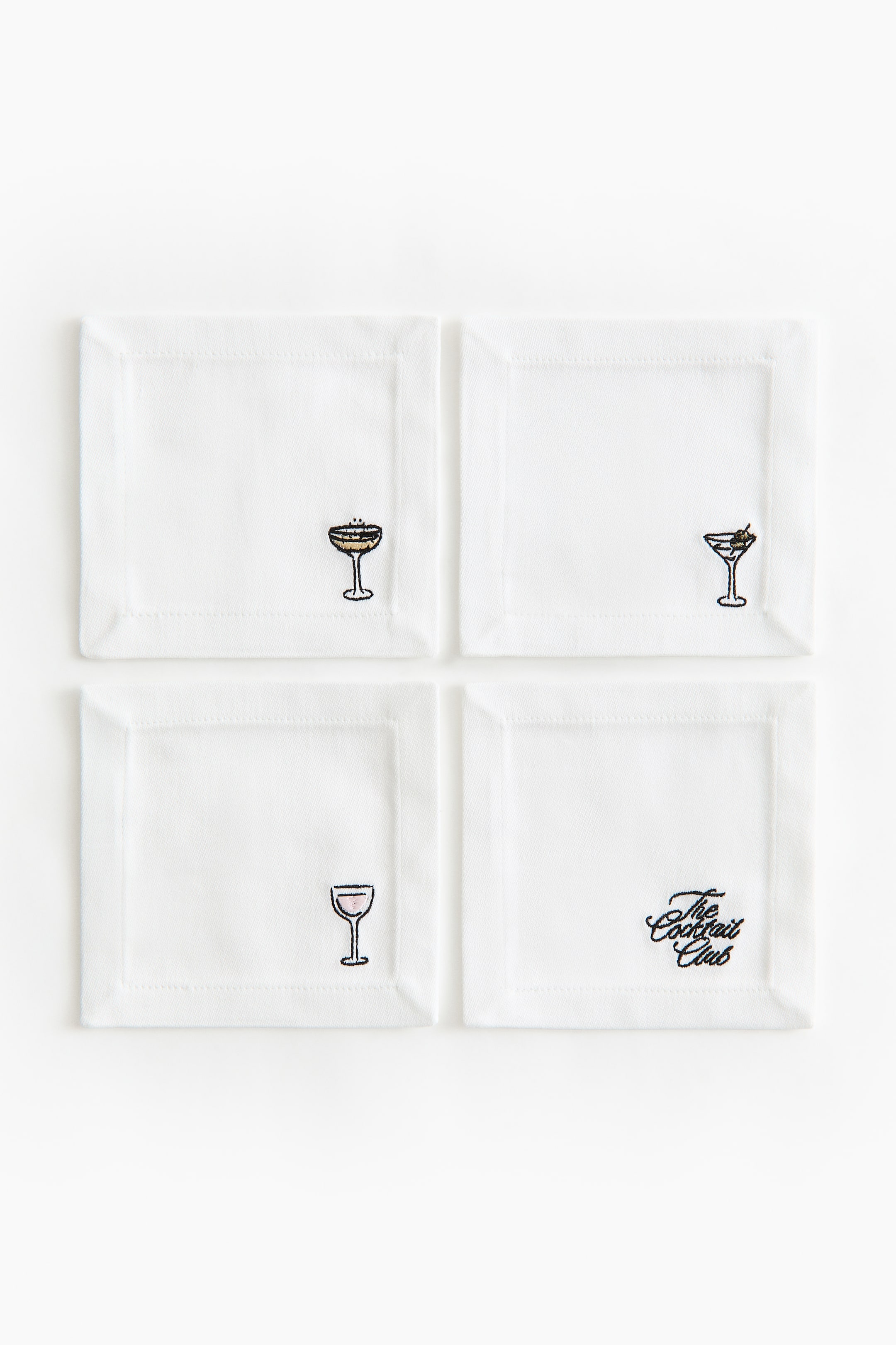 Ver imagen más grande: Pack de 4 posavasos bordados - Blanco - HOME | H&M ES 4