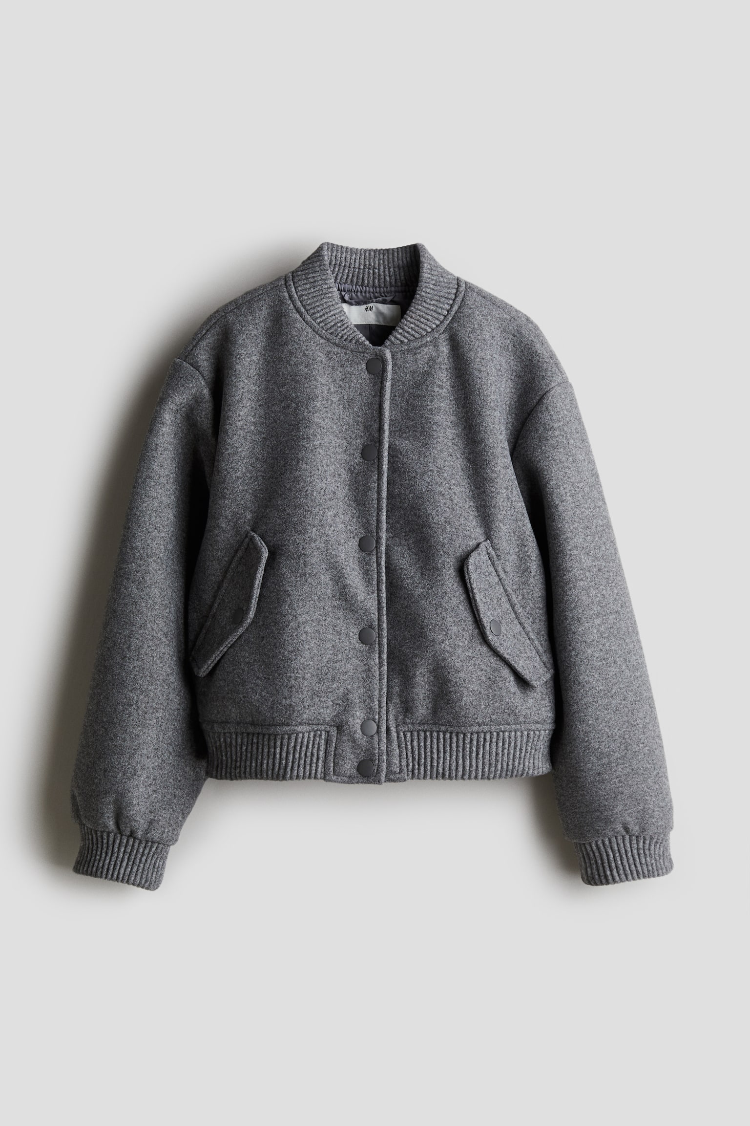 Felted bomber jacket - Dark grey marl/Black - 1