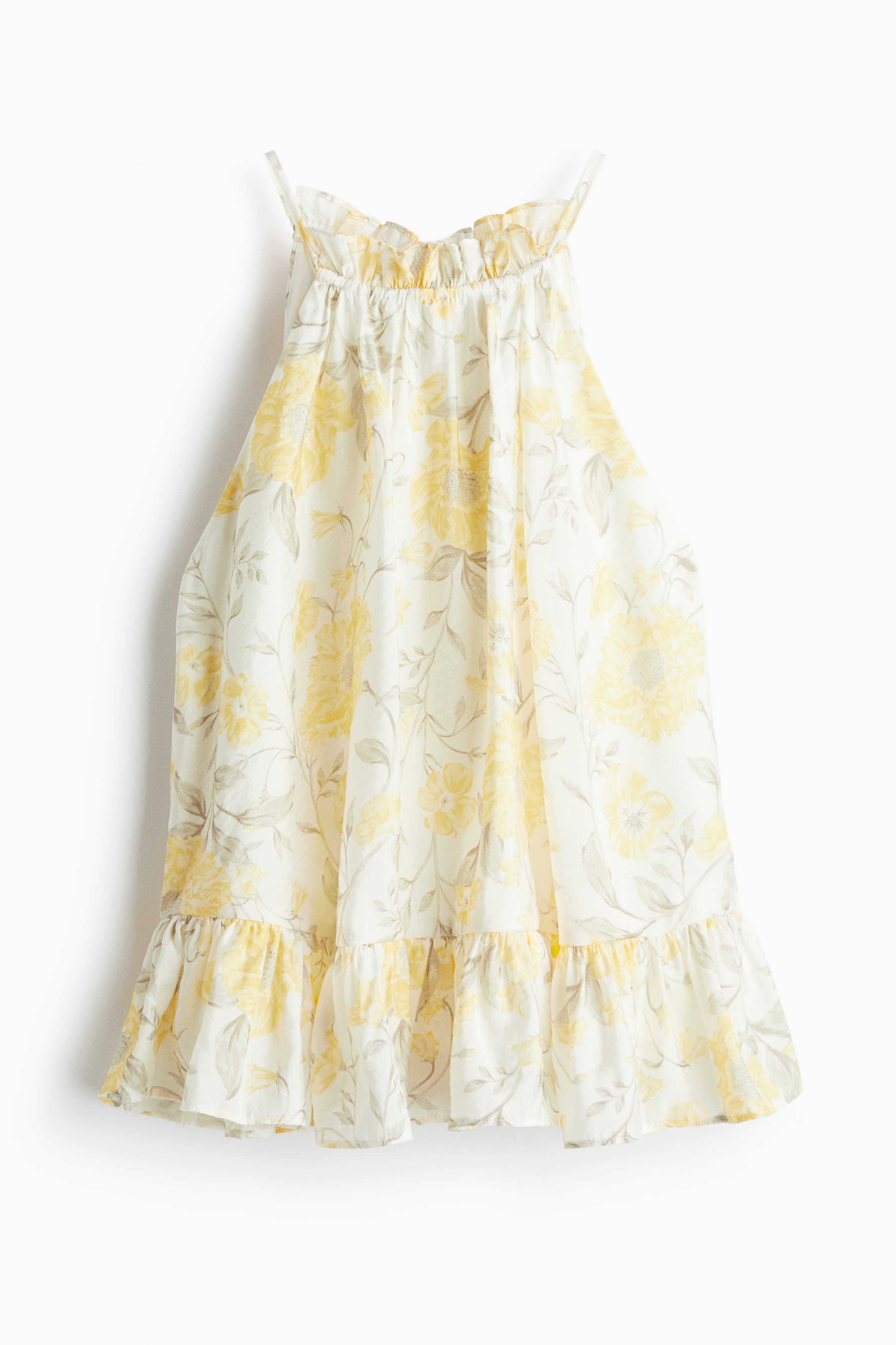 Frill-detail sleeveless top - White/Yellow floral
