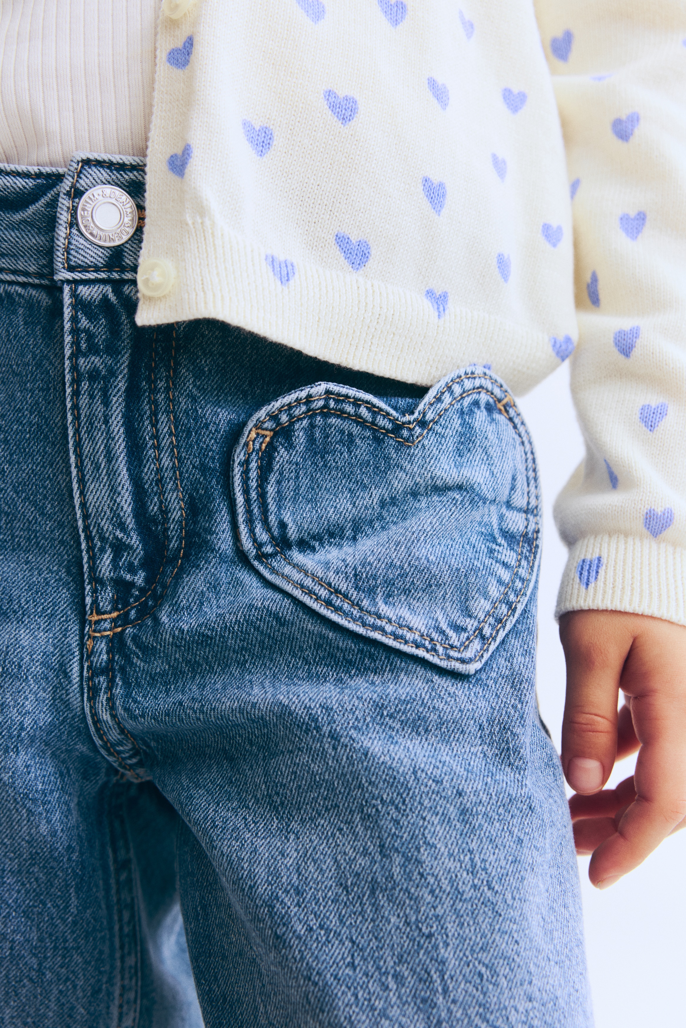 ANDMARY Heart hip flare denim Light denim blue Motif-Detail Wide