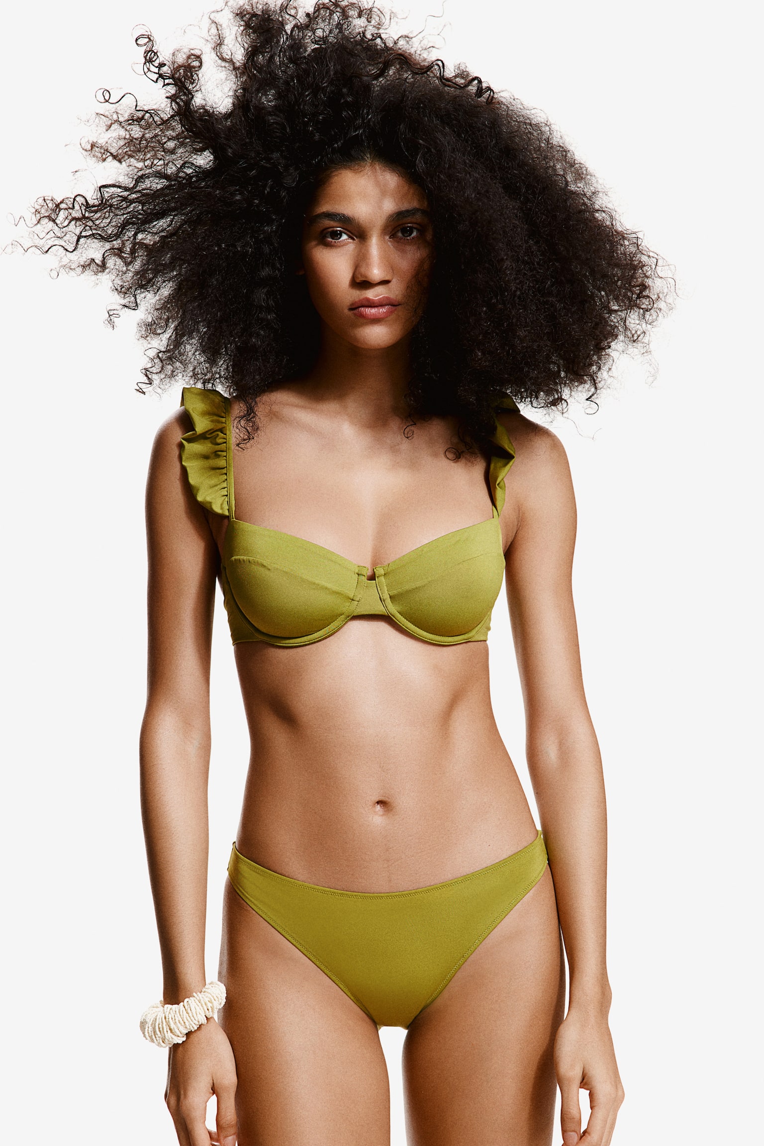 Non Padded Bikini Top - Olive green/Light yellow/Red/Pattern/Black - 1