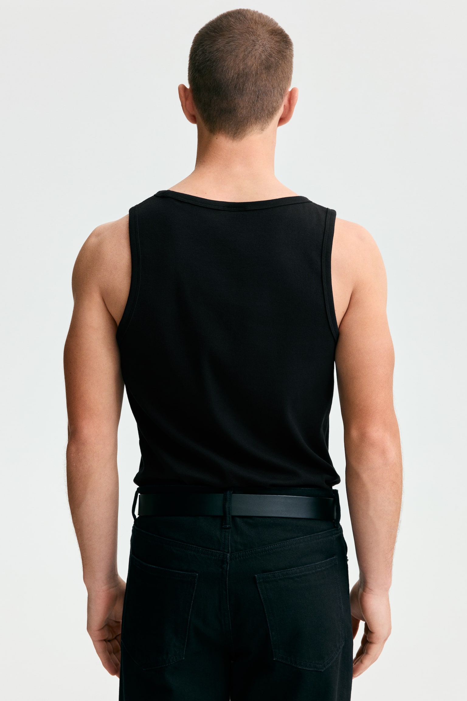 Slim Fit Ribbed vest top - Black/White/Light grey marl/Dark grey - 3