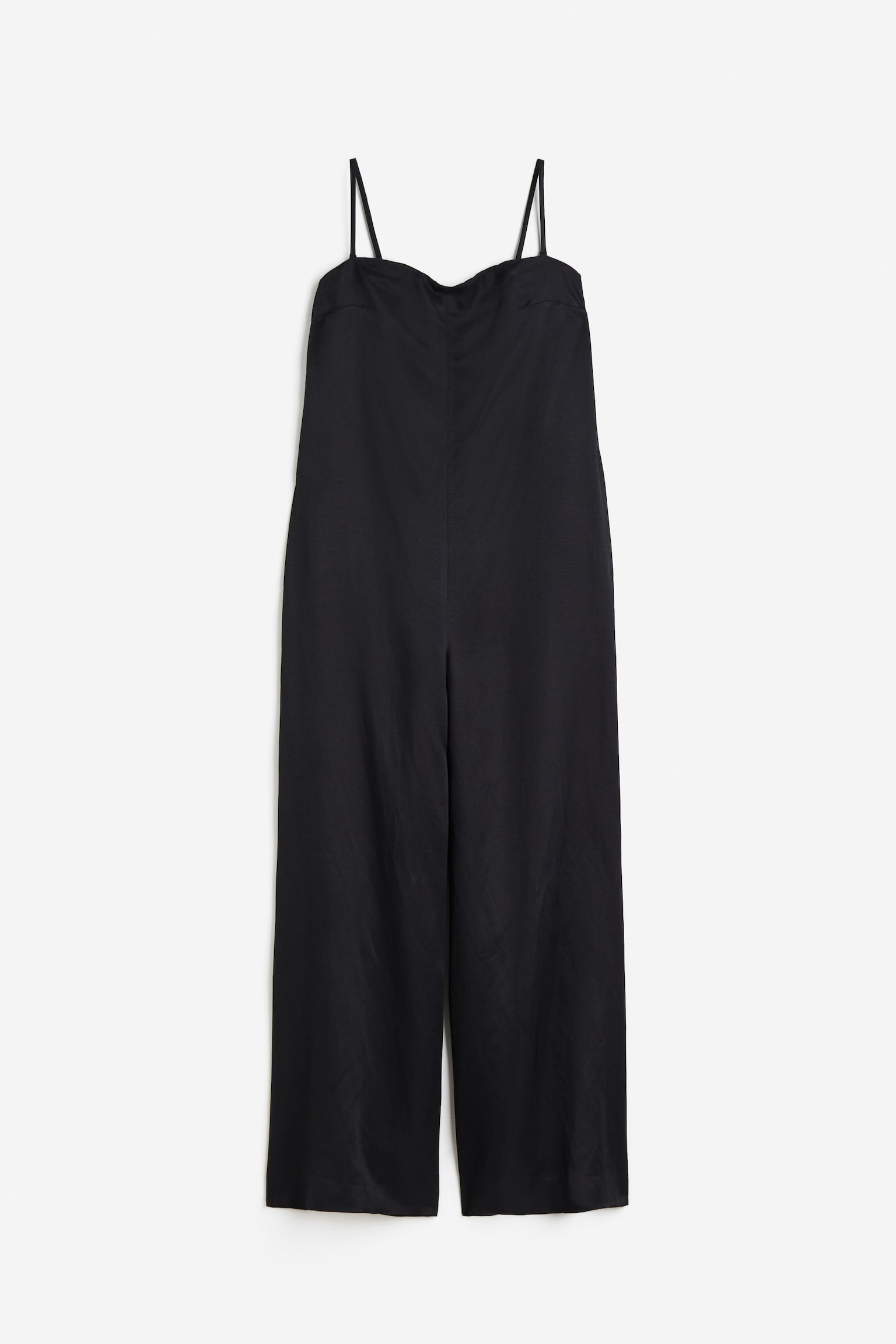 Linen-blend jumpsuit - Black - 1