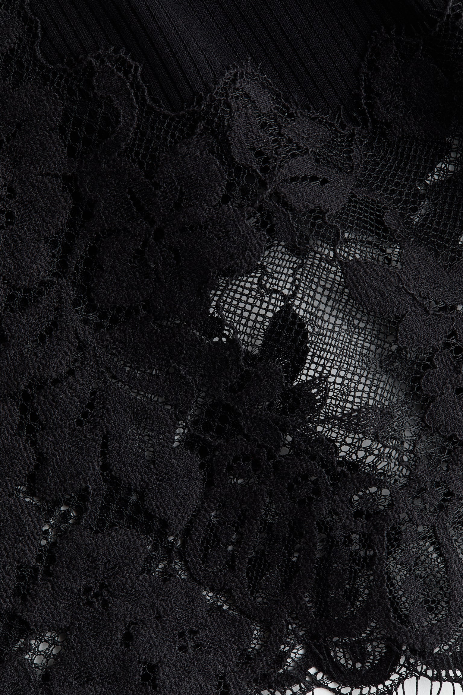 Piżamowe spodnie z koronką - Czarny/Rdzawobrązowy/Biały - 5