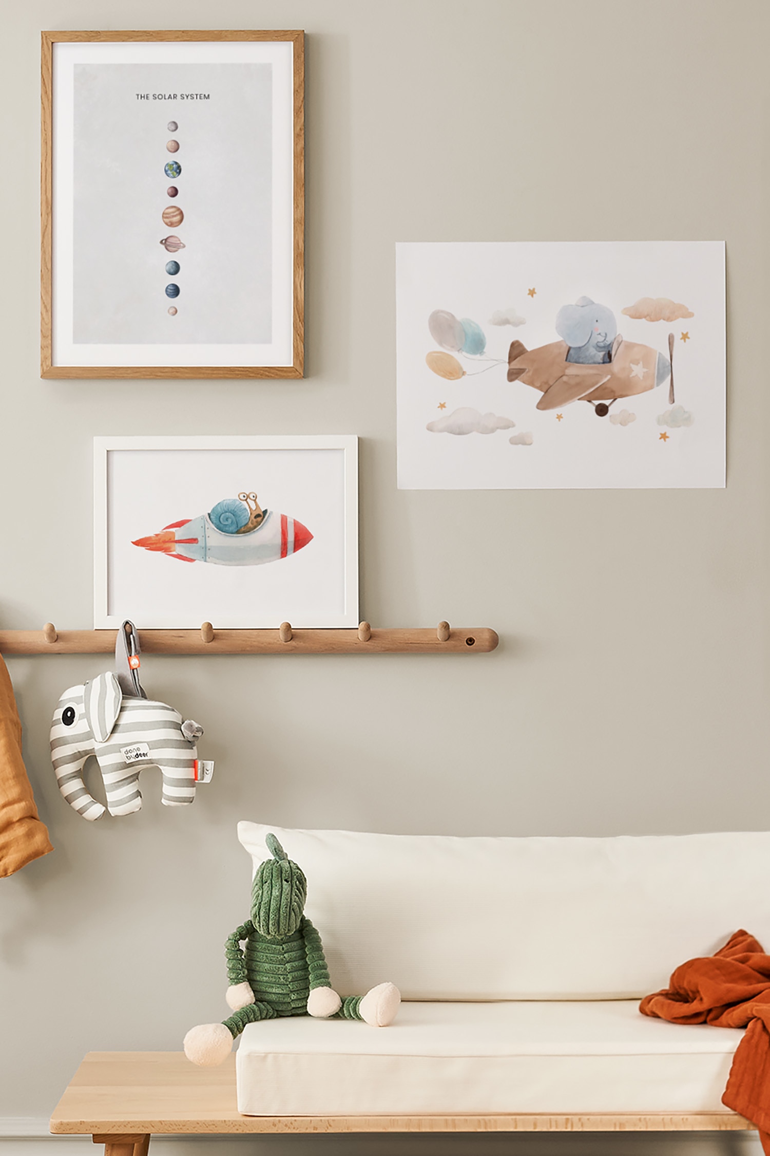 Elephant Pilot Poster - Bleu/marron/blanc