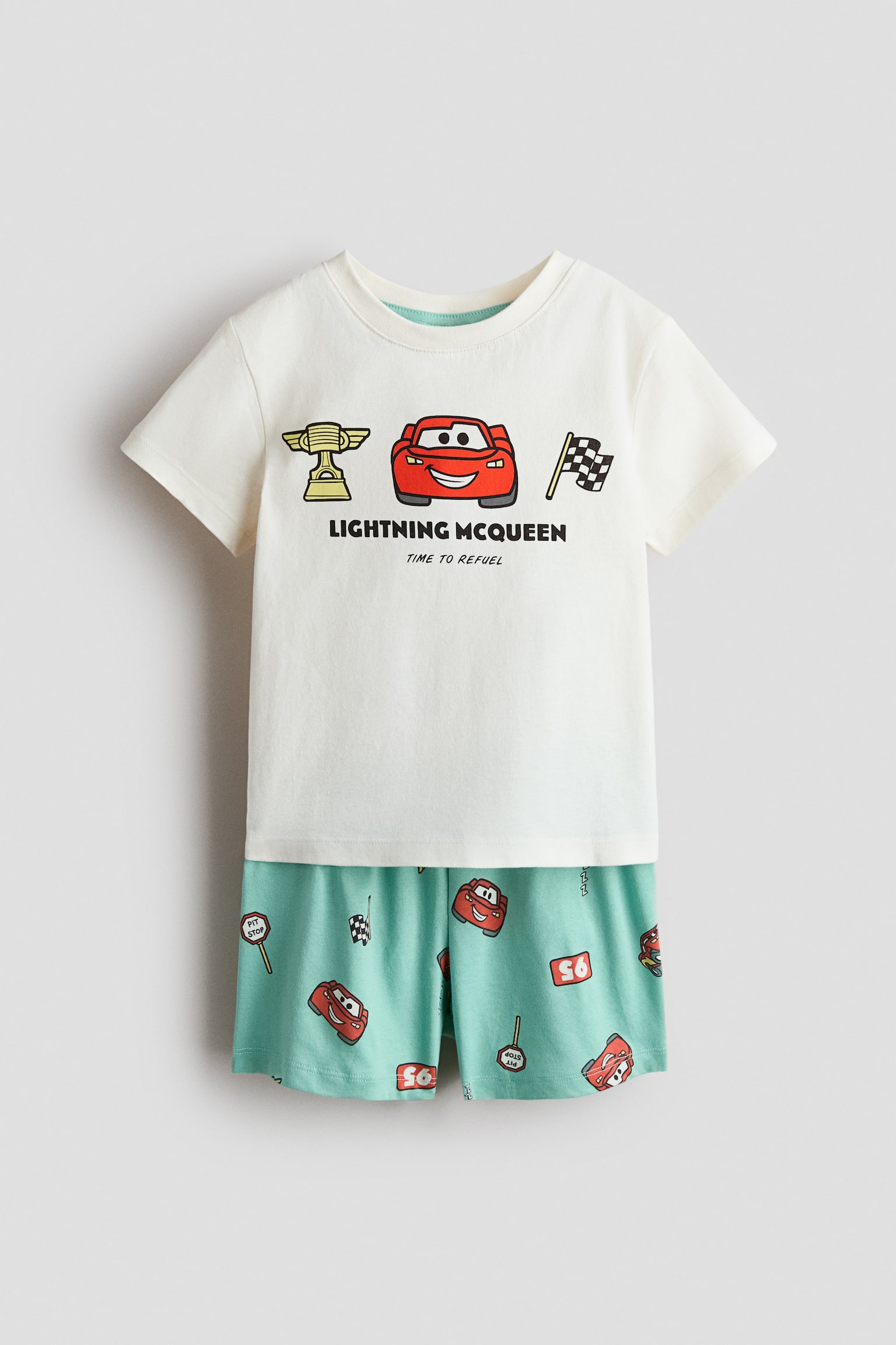 Printed cotton pyjamas - Mint green/Cars/Red/Spider-Man/Light grey marl/Mickey Mouse/Blue/Bluey/Dark blue/Snoopy/Green/Minecraft/Light blue/Lilo & Stitch/Cream/Pokémon/Light blue/PAW Patrol/Light blue/Minions